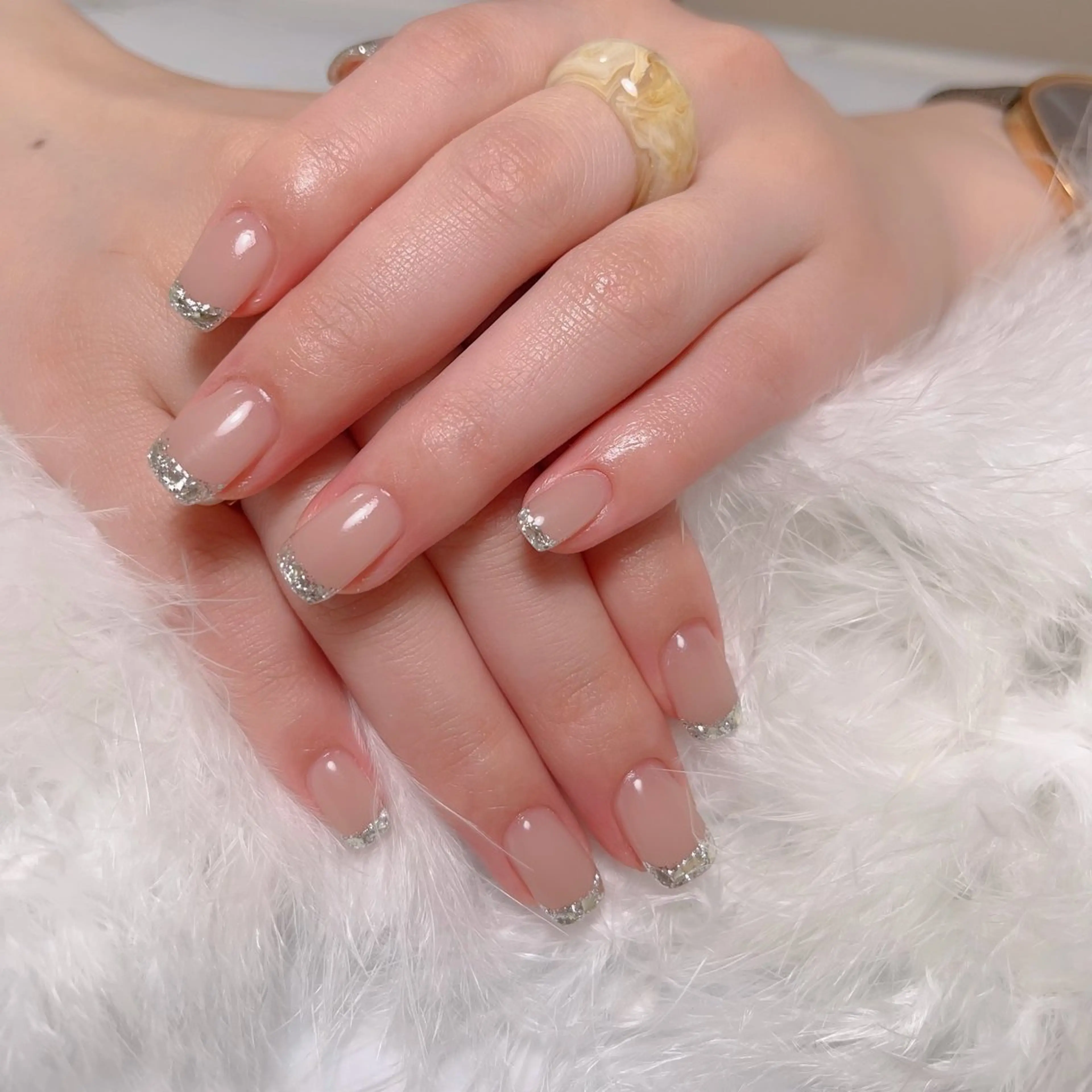 ネイル フレンチネイル ガラスフレンチ KA Linのネイルデザイン