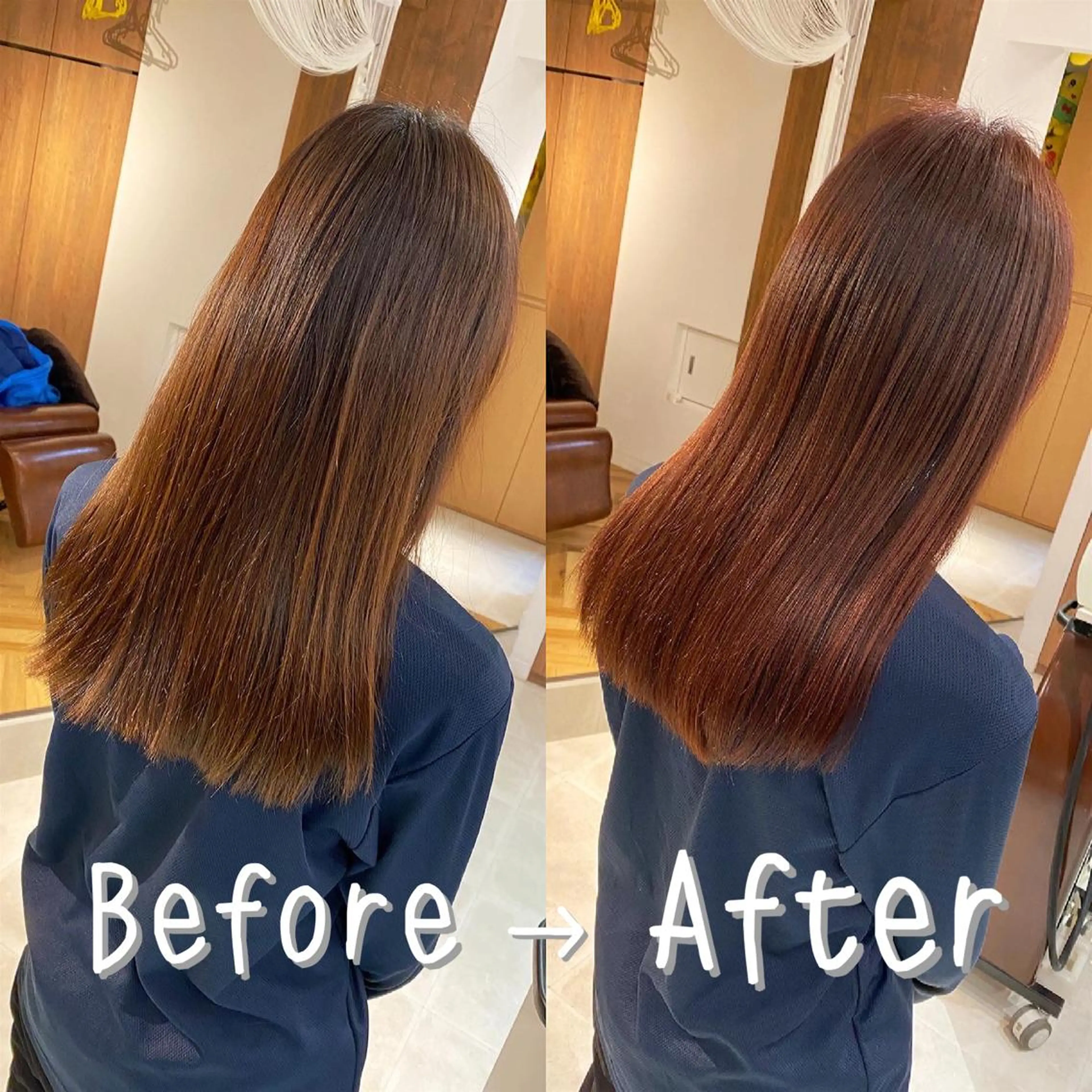 セミロング カラー ブラウンカラー ピンクカラー ピンクブラウン 髪質改善特化 安東駿介のヘアスタイル