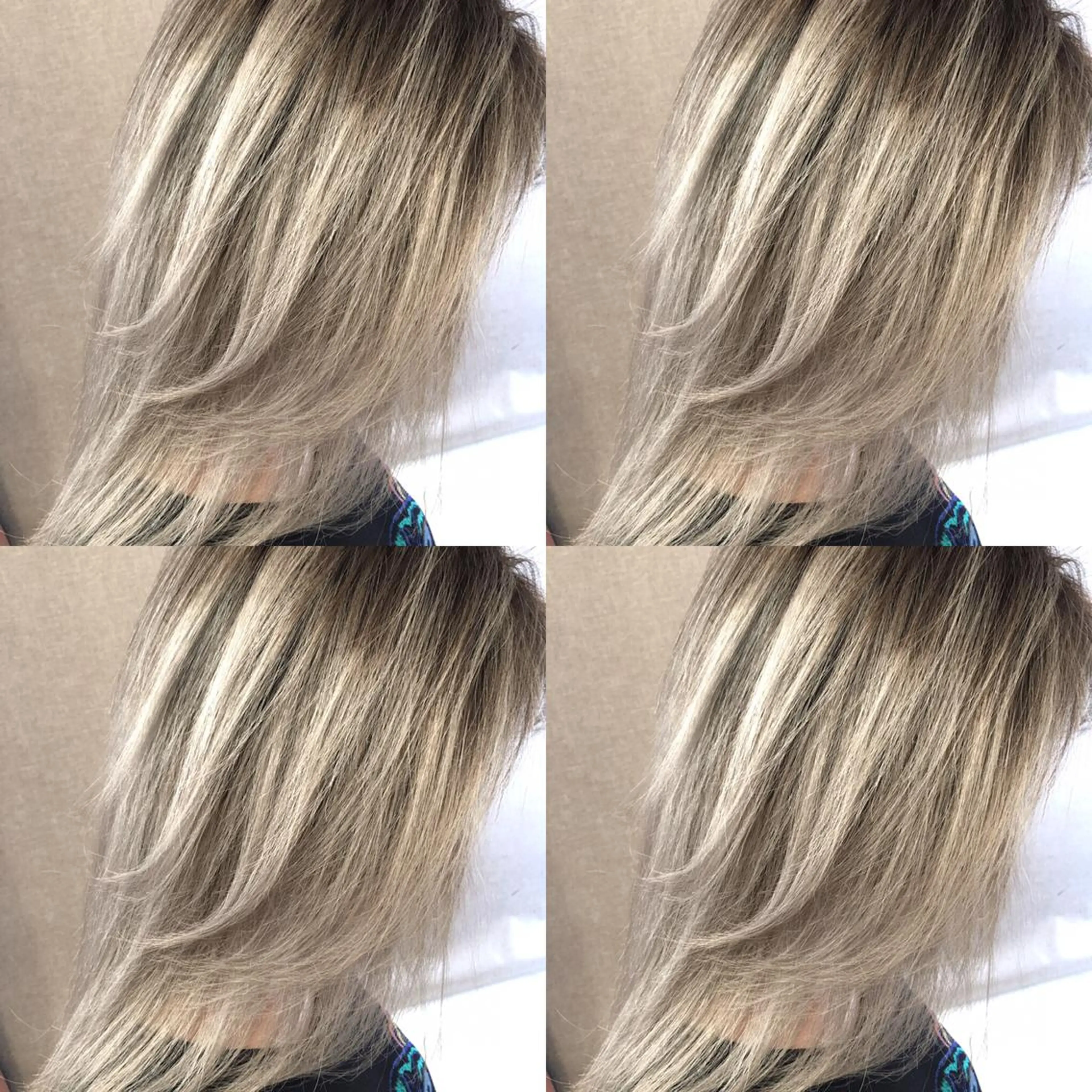 ミディアム カラー バレイヤージュ シルバー レイヤーカット 井上 一平のヘアスタイル