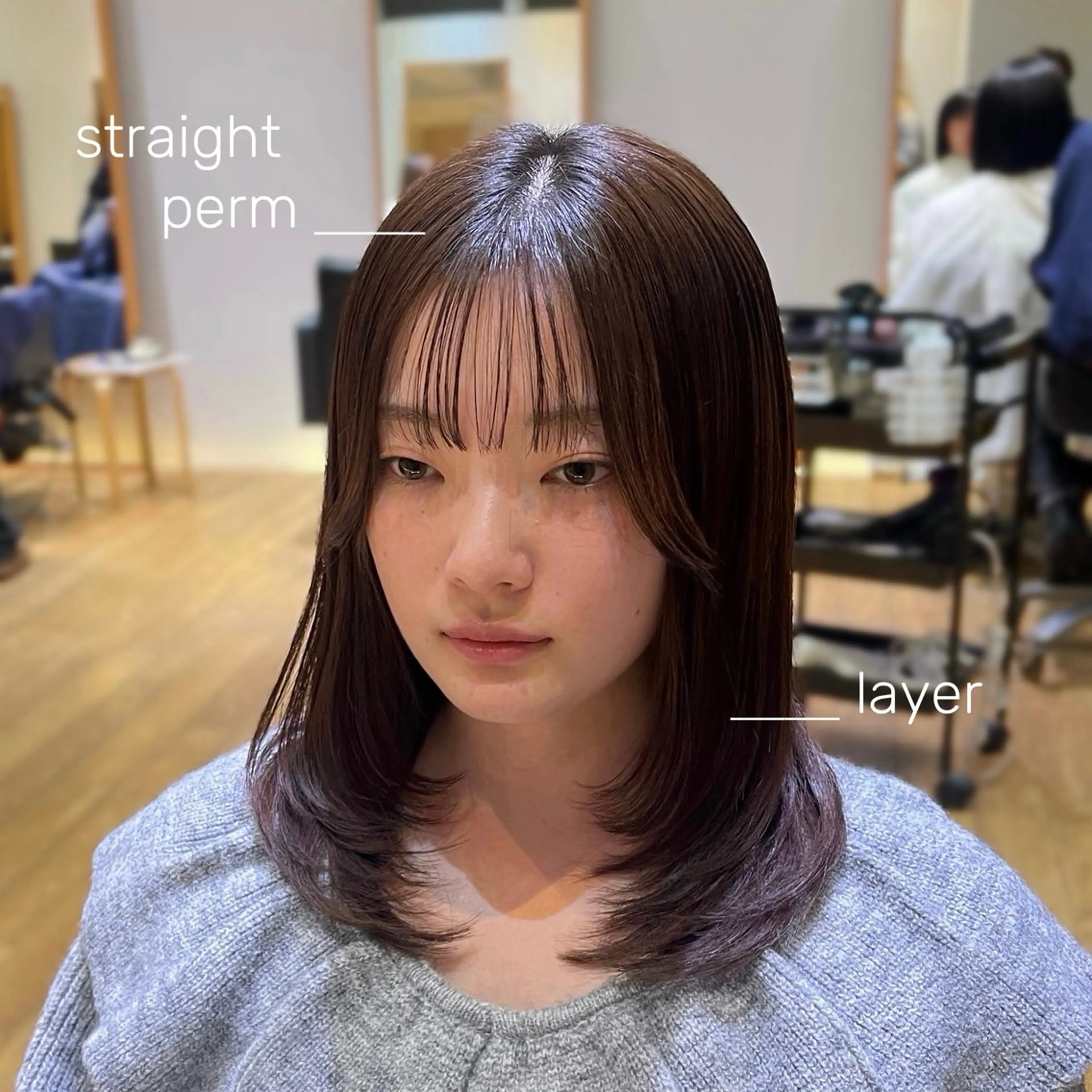 セミロング レイヤーカット 縮毛矯正 カット 縮毛矯正 縮毛矯正/レイヤー 🌙児玉光瑠のヘアスタイル