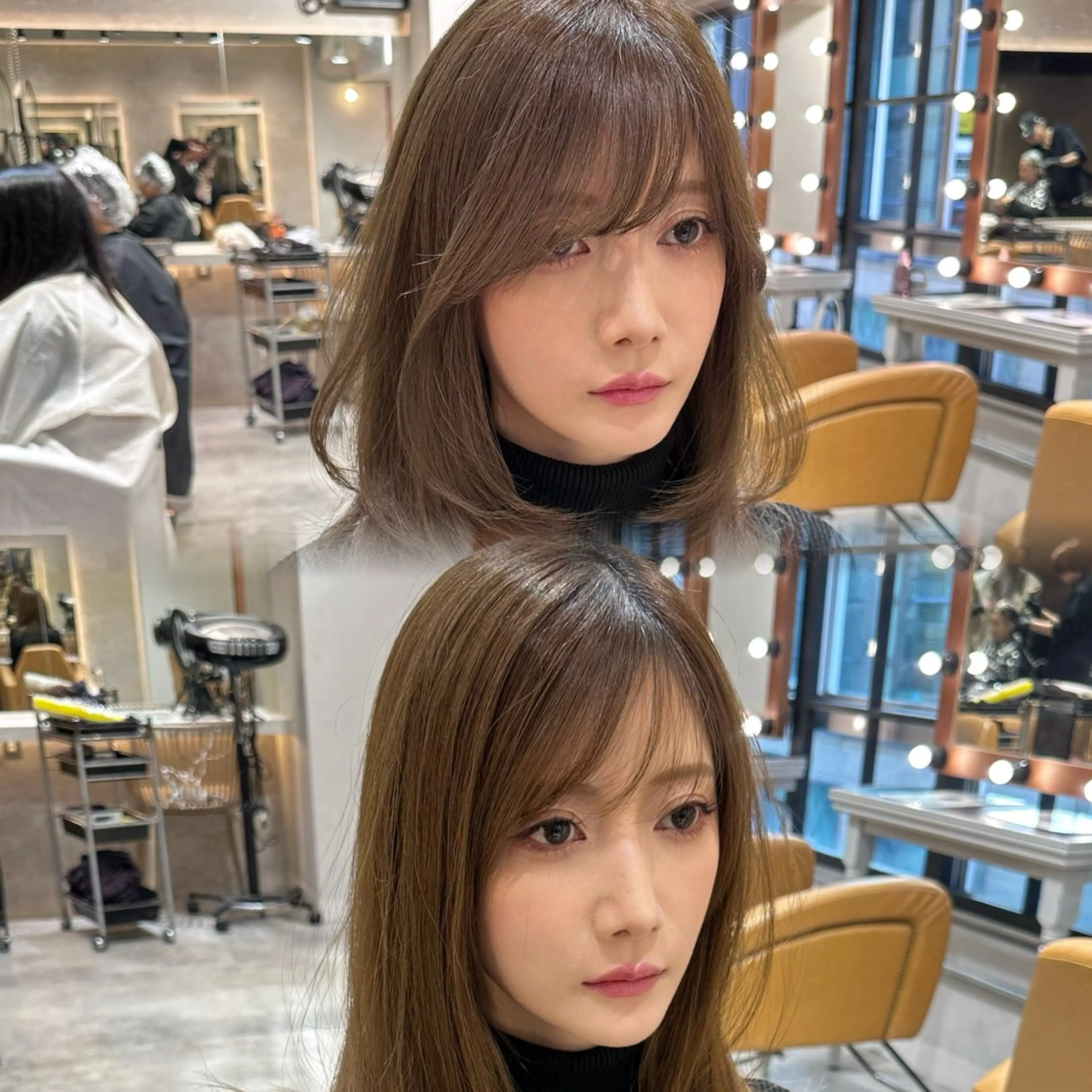 セミロング 顔周りカット シースルーバング サイドバング 小顔カット カット ヘアカラー トリートメント ヘアセット 銀座副店長/レイヤー /髪質改善/田島のヘアスタイル