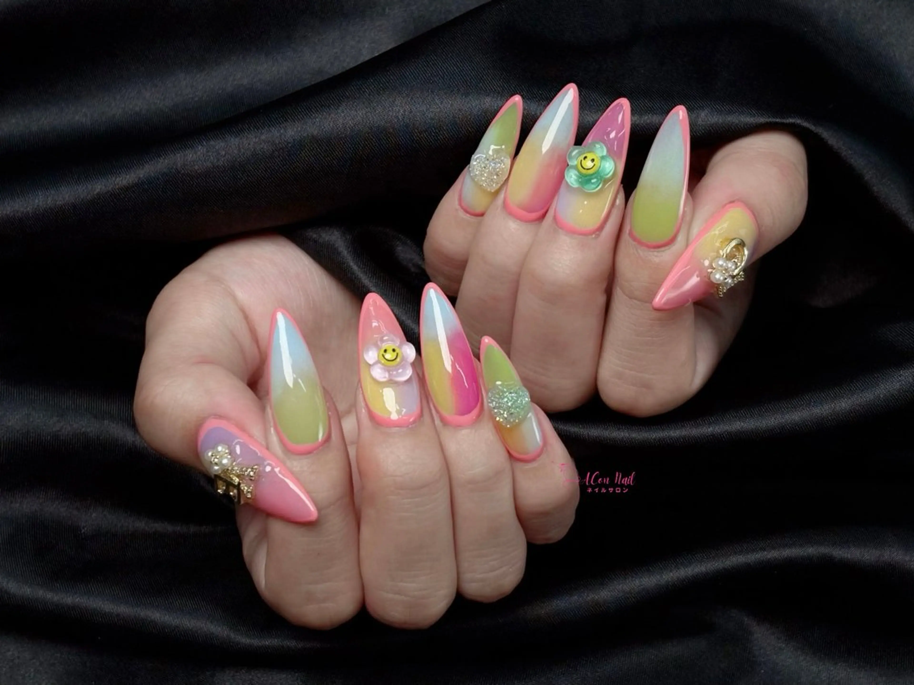 ネイル 桜ネイル 長さ出し フラワーネイル フレンチネイル ジェルネイル ハンドネイル ACon NailSalonのネイルデザイン