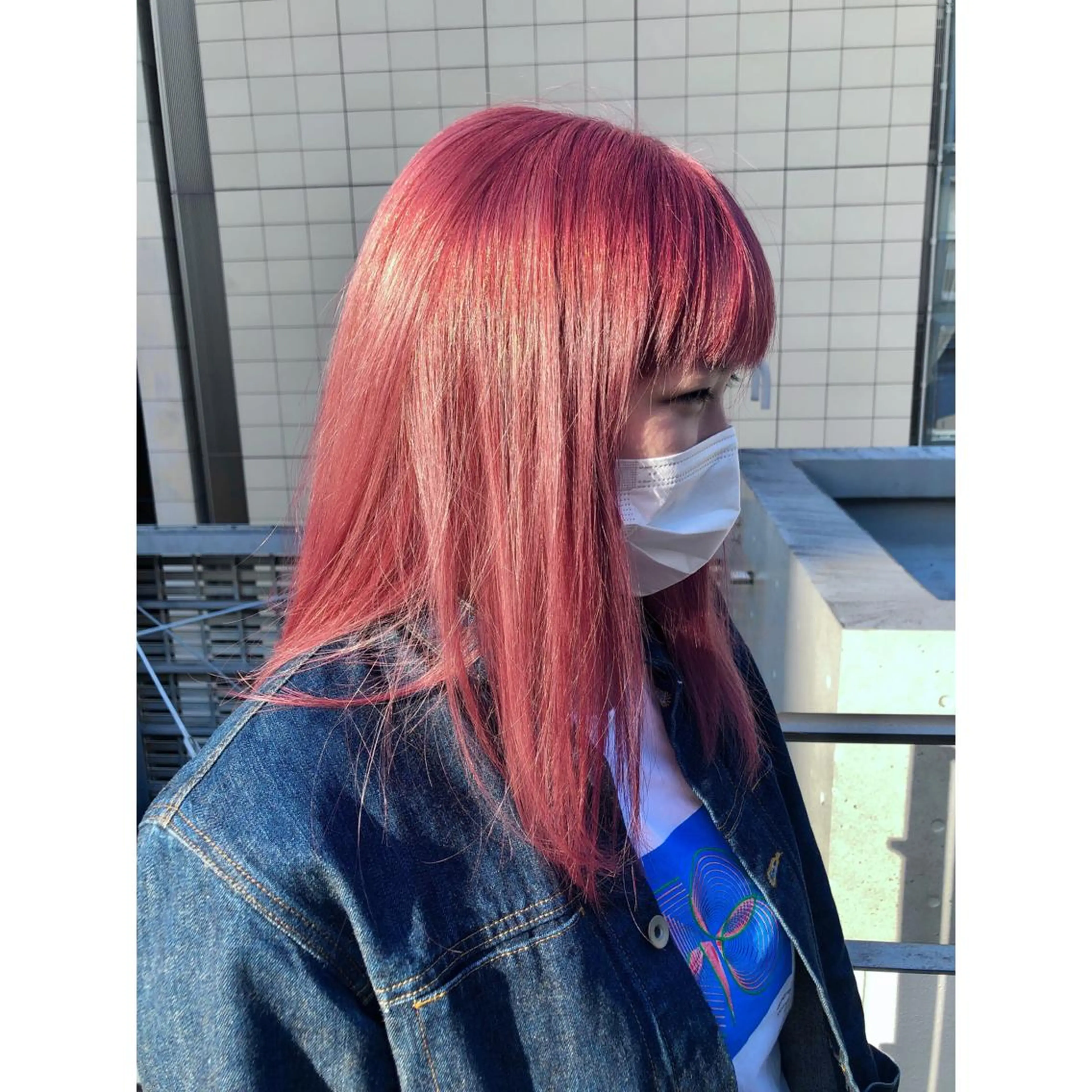 セミロング カラー ブリーチ ハイトーンカラー ピンクカラー 推しカラー✨ オタク美容師ユウカのヘアスタイル
