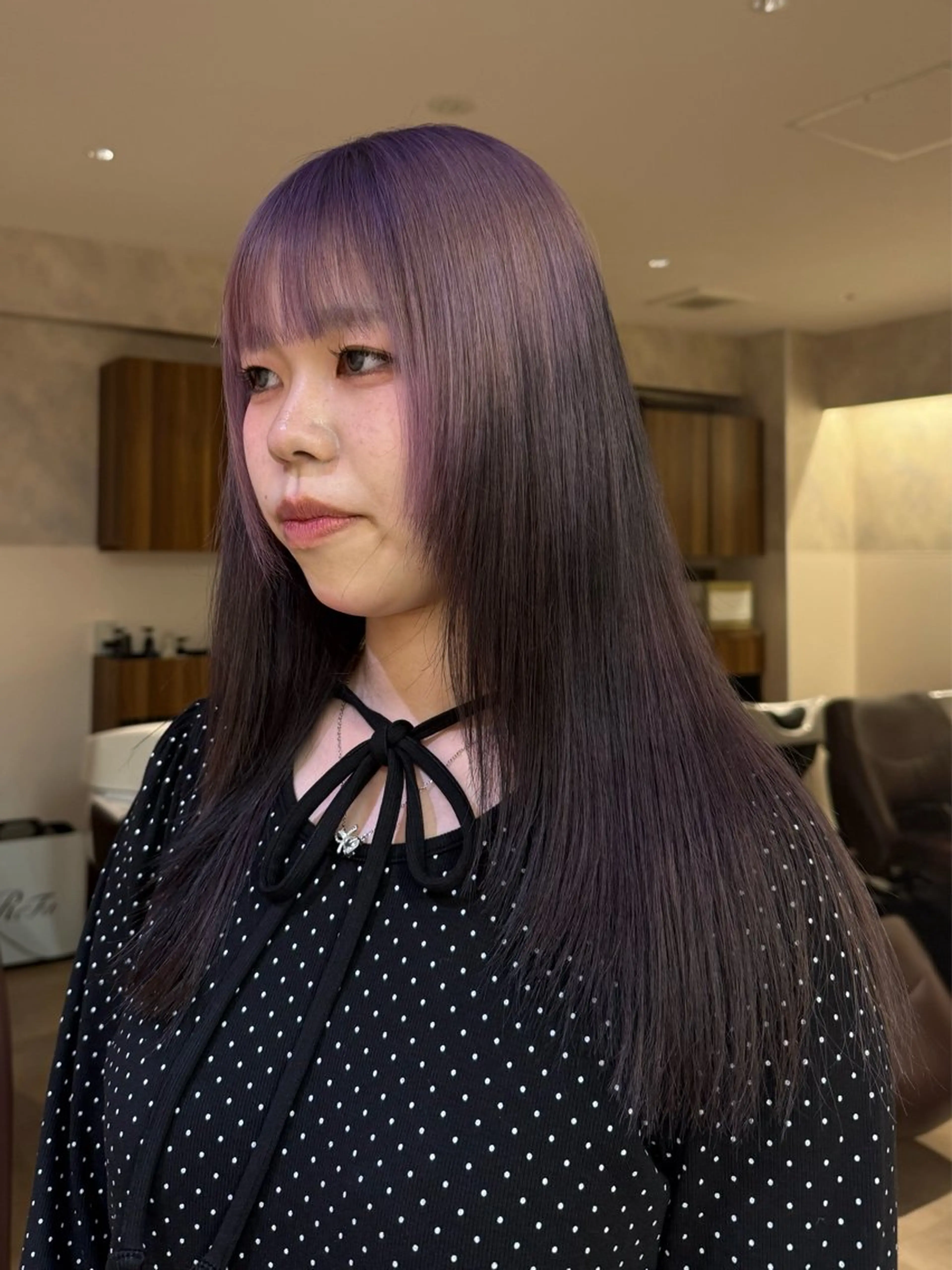 セミロング ヘアカラー ハッシュカット🎀 レイヤーダブルカラーのヘアスタイル