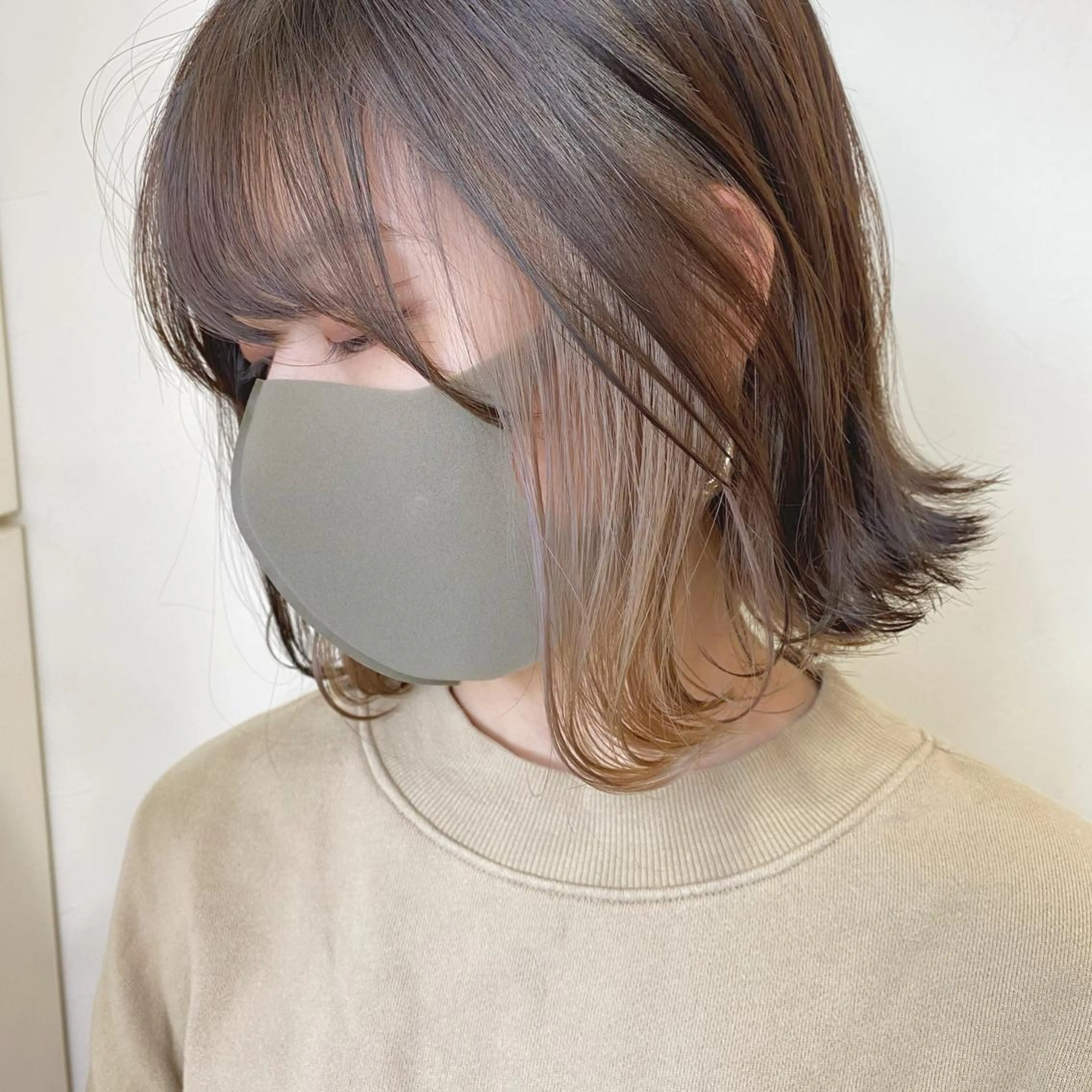 ミディアム カラー ベージュカラー ブリーチ ミルクティーベージュ あさだ しゅうたろうのヘアスタイル