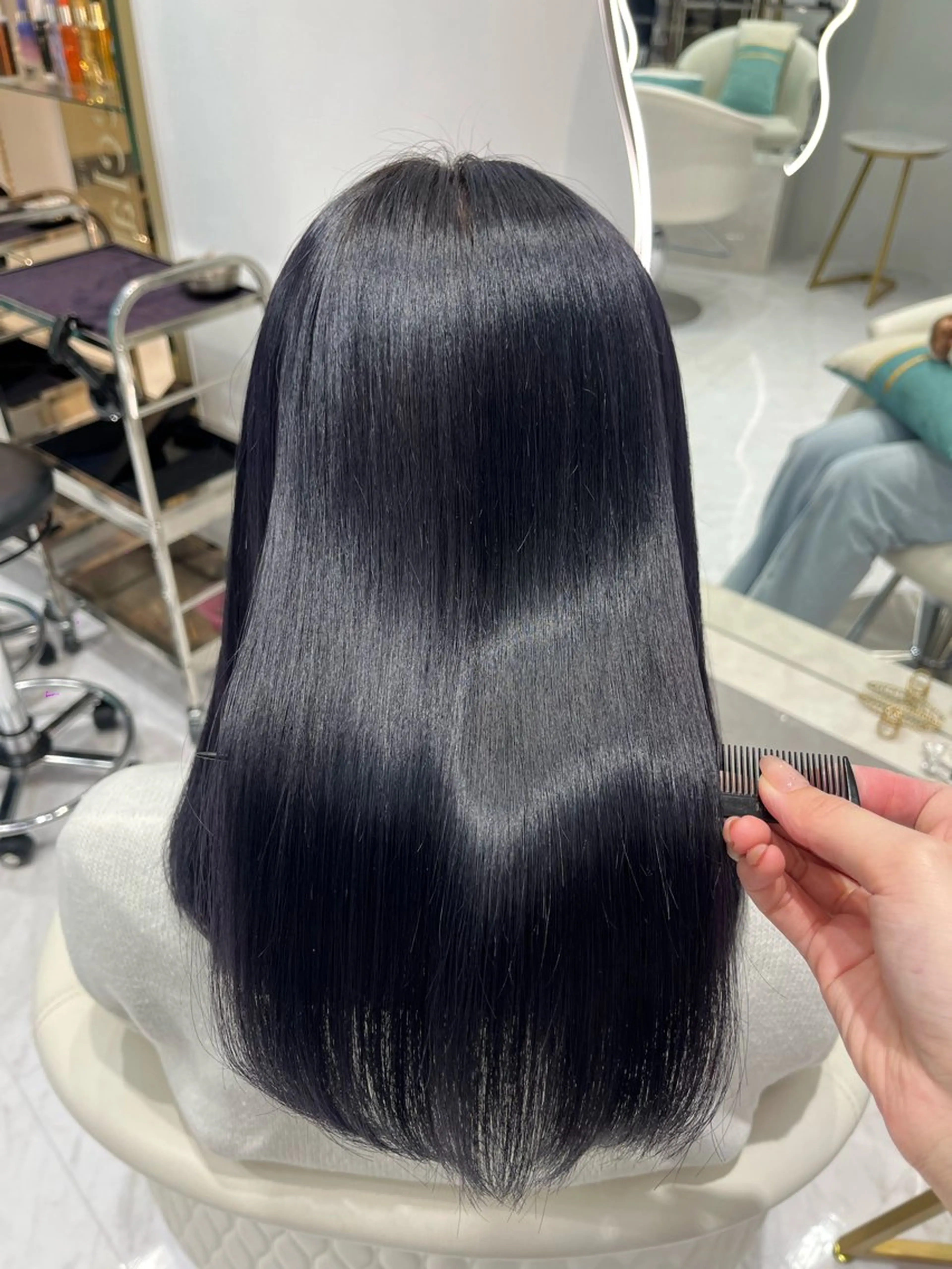 ミディアム カラー ブルーカラー ブルーラベンダー ハイトーンカラー ラベンダーカラー 名駅/大人韓国ヘア 艶カラー/Rihoのヘアスタイル