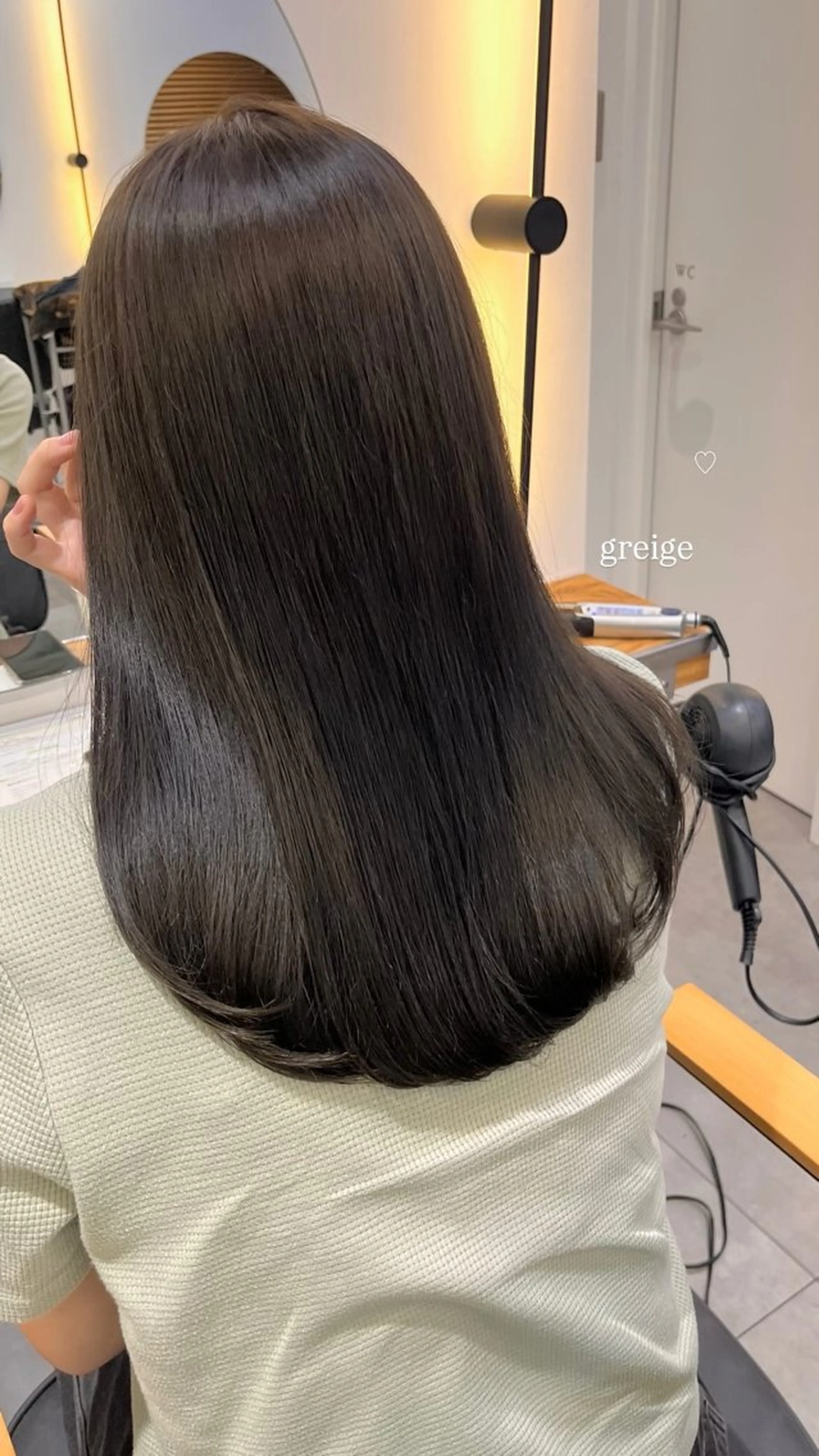 ロング カット ヘアカラー 縮毛矯正 トリートメント ブリーチなしカラー /ベージュカラーのヘアスタイル