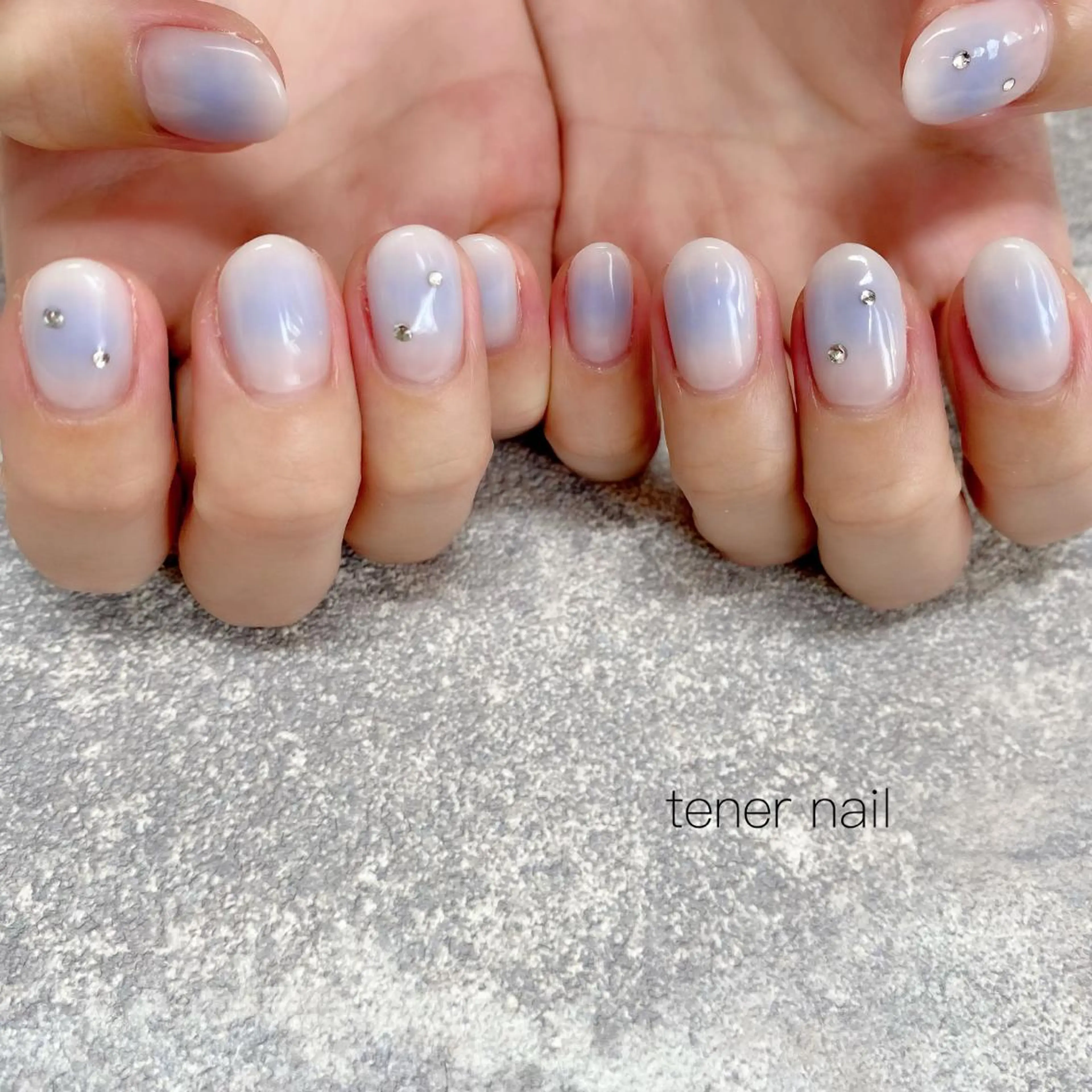ネイル チークネイル 水色 テネルネイル tener nailのネイルデザイン