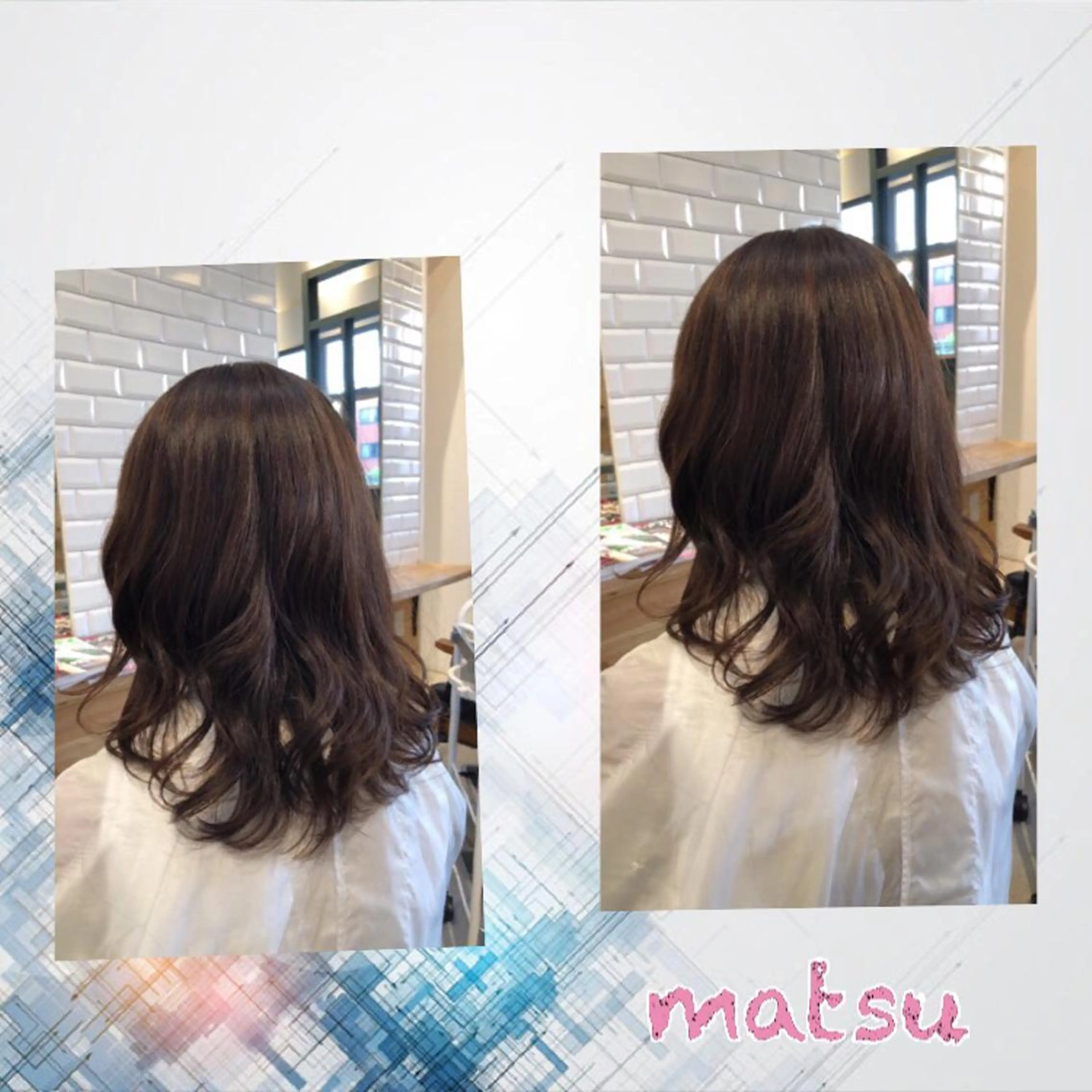 セミロング ヘアアレンジ カット パーマ MATSU 🌟韓国🇰🇷のヘアスタイル