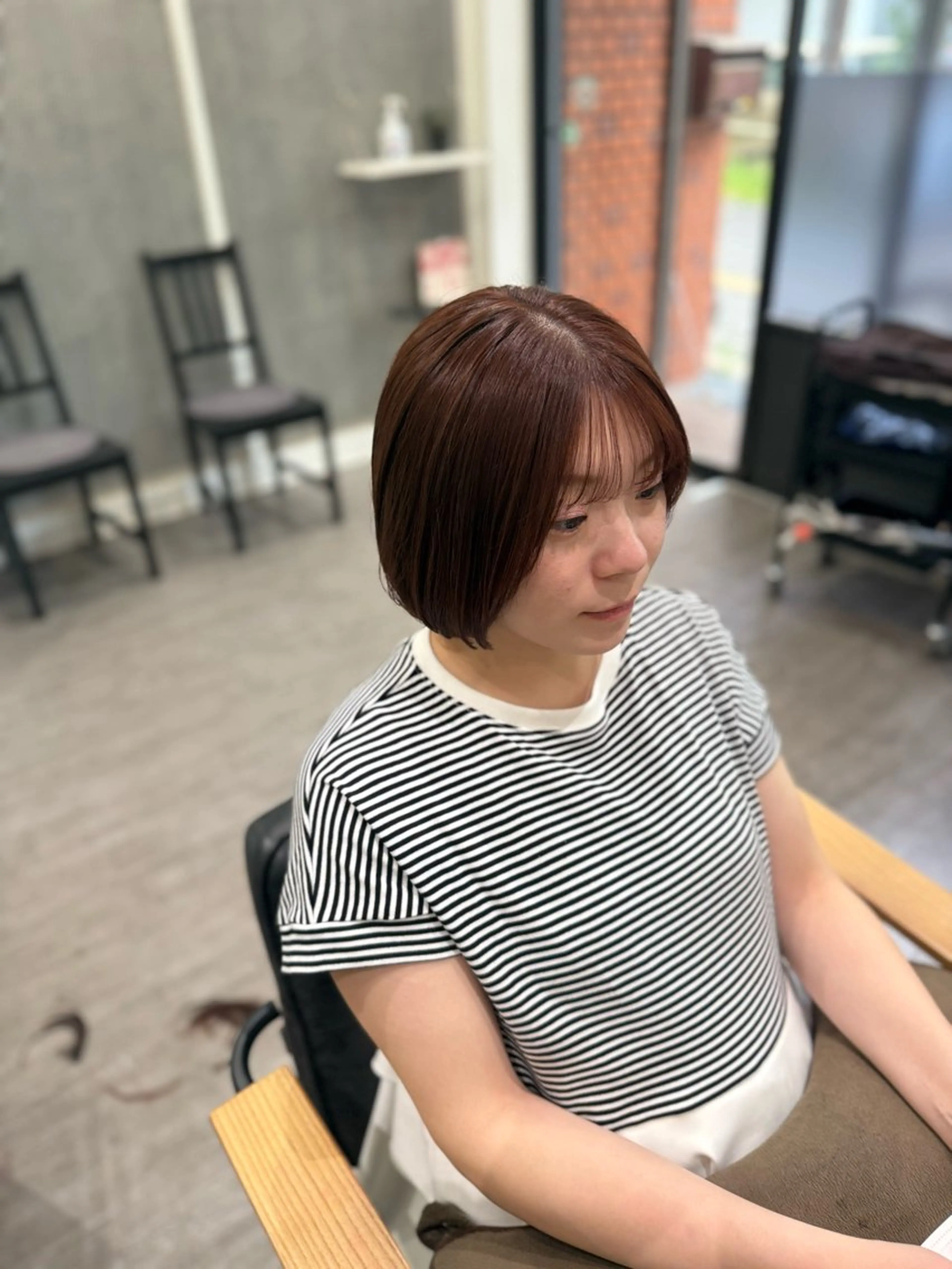 ミディアム カラー ブラウンカラー ピンクカラー ピンクブラウン カット ヘアカラー トリートメント 艶髪レイヤー上田 紗也🇰🇷💗のヘアスタイル