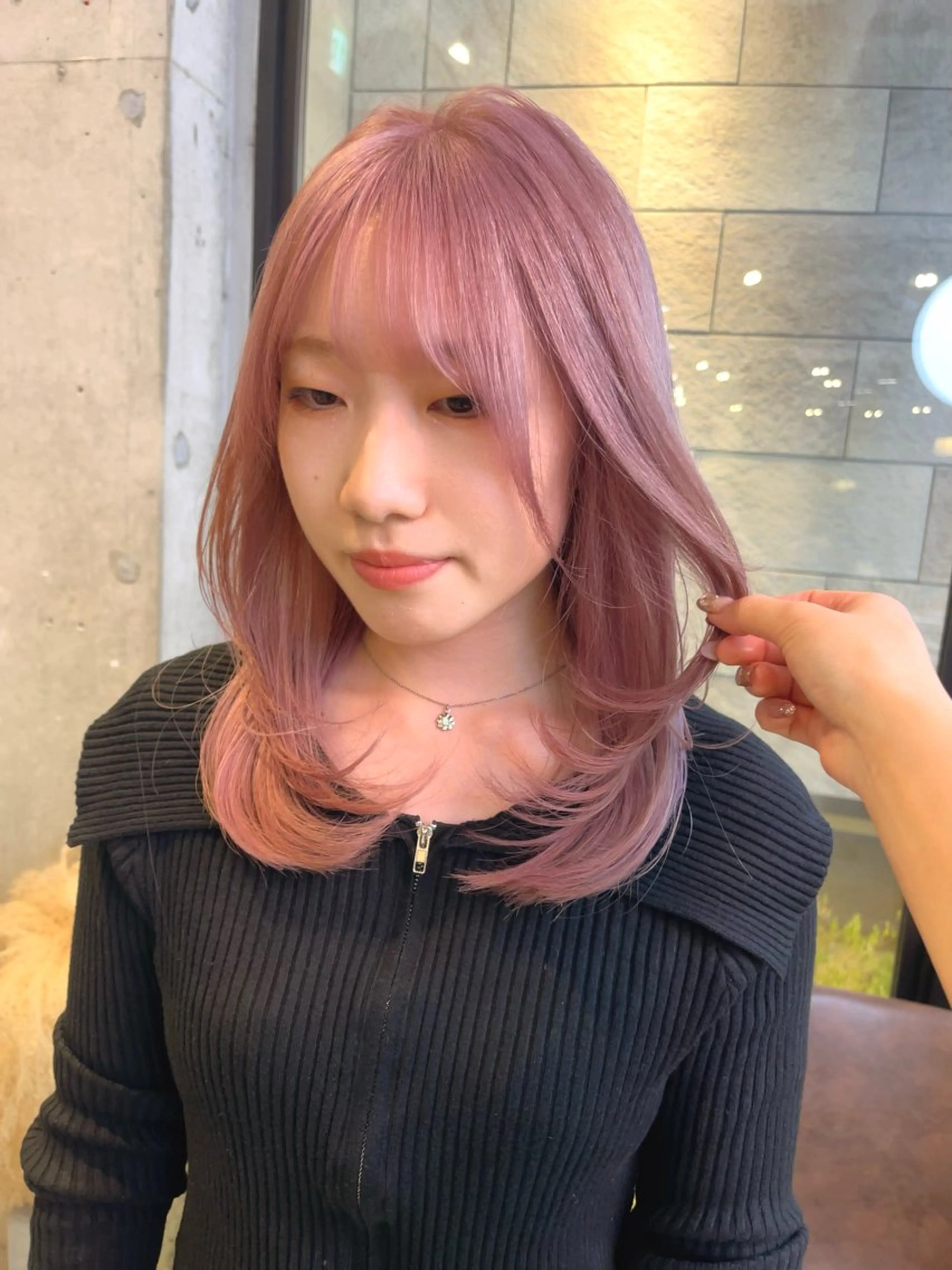 セミロング カラー ブリーチ ピンクカラー ヘアカラー トリートメント haruka ♡レイヤー/透明感のヘアスタイル