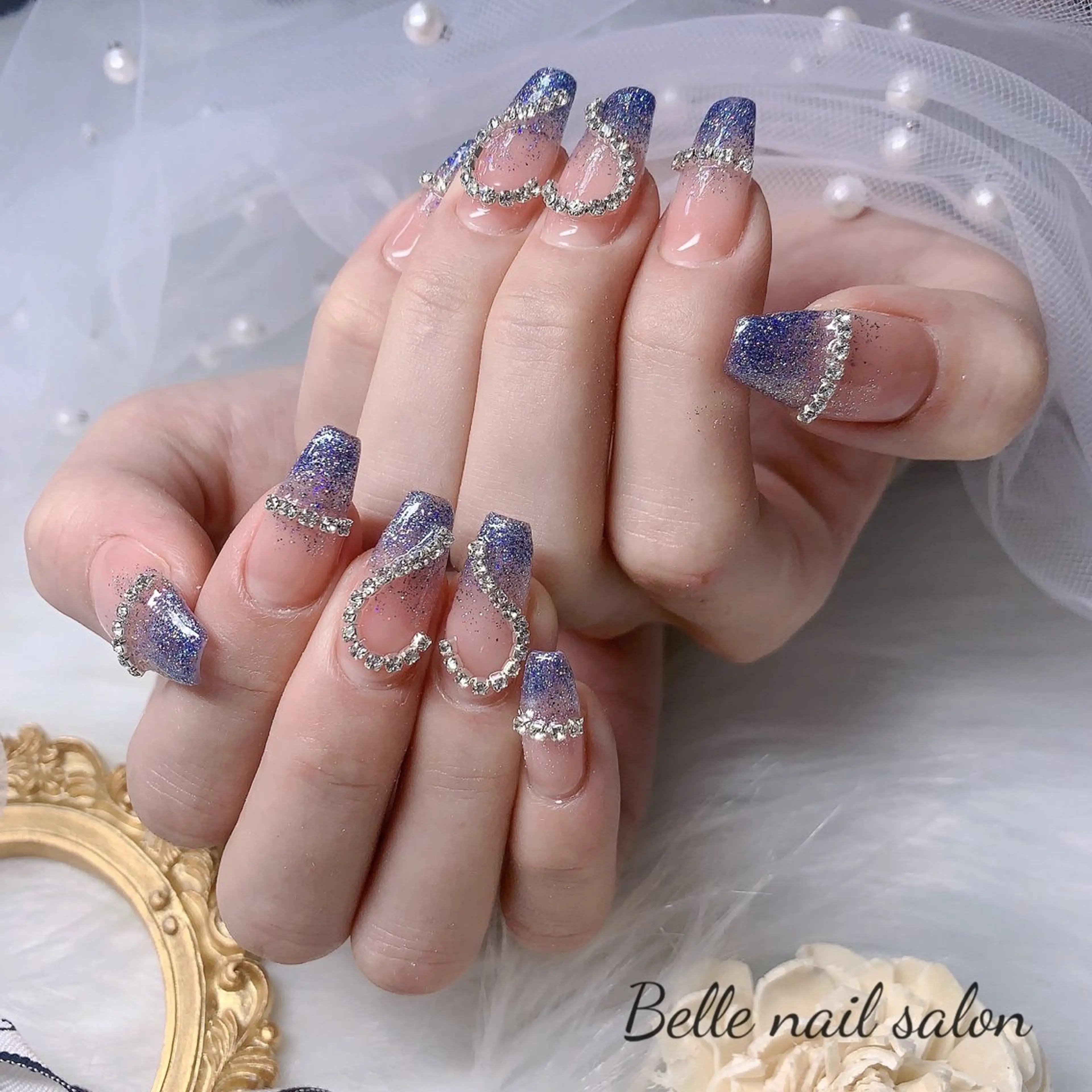 ネイル オーロラネイル フットネイル キラキラネイル 韓国ネイル ラメ(グリッター) ハンドネイル Belle nail salon 新小岩のネイルデザイン