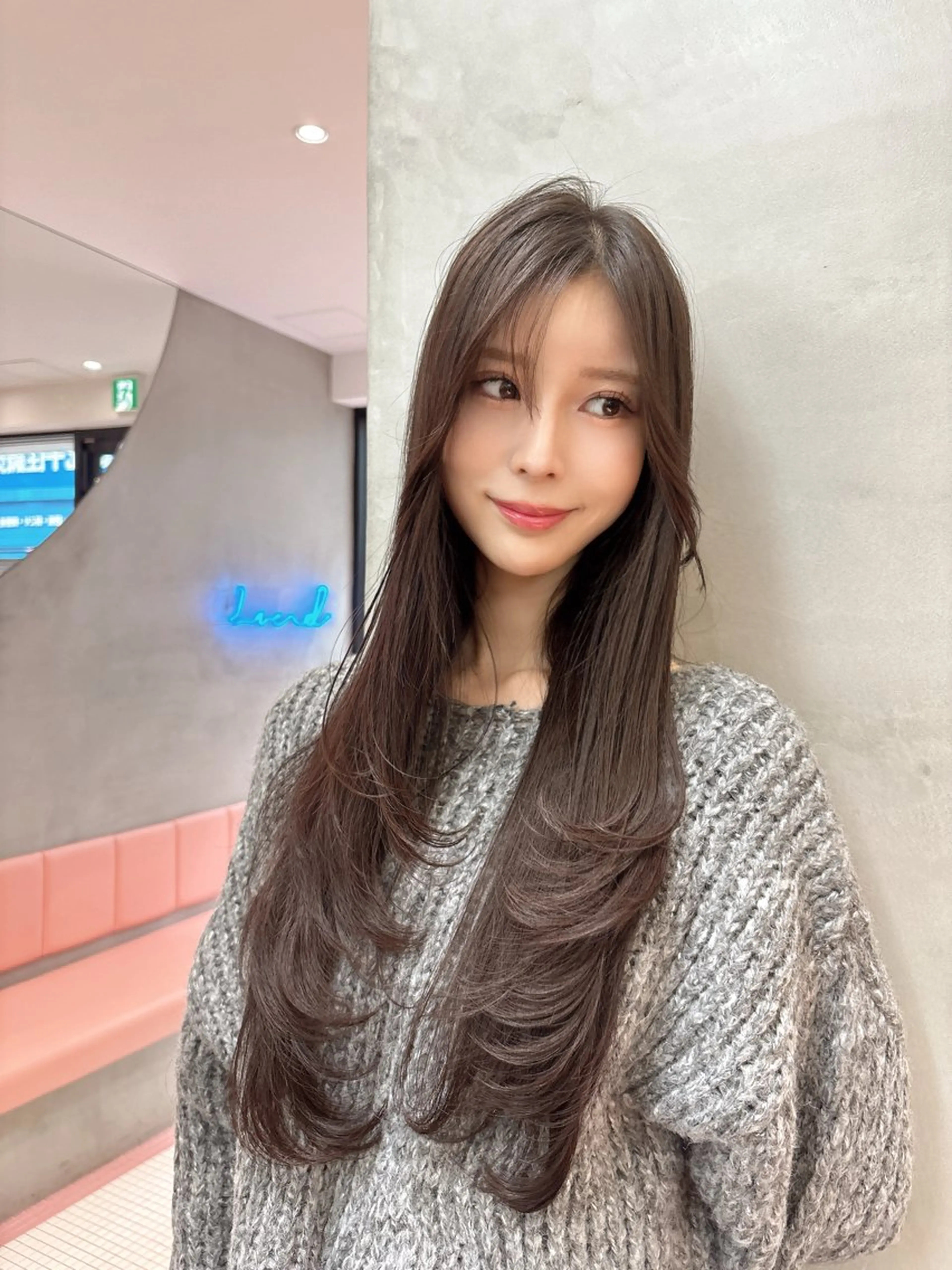 ロング カット ヘアカラー トリートメント ♥韓国レイヤー/透明 感カラー/目黒慎太郎のヘアスタイル