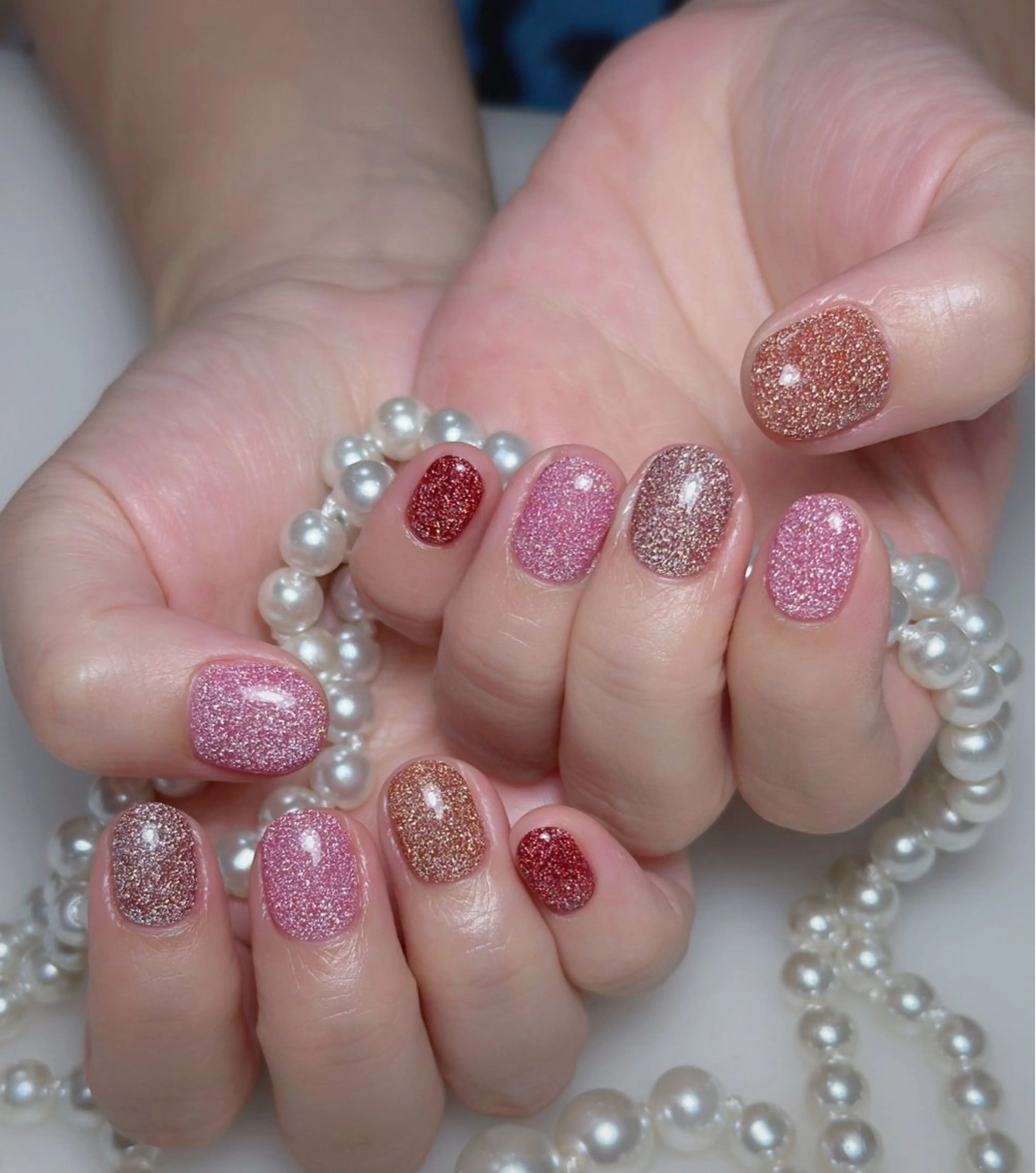 ネイル オーロラネイル 長さ出し フットネイル 韓国ネイル ラメ(グリッター) ハンドネイル 👍thumbs up nail👍のネイルデザイン