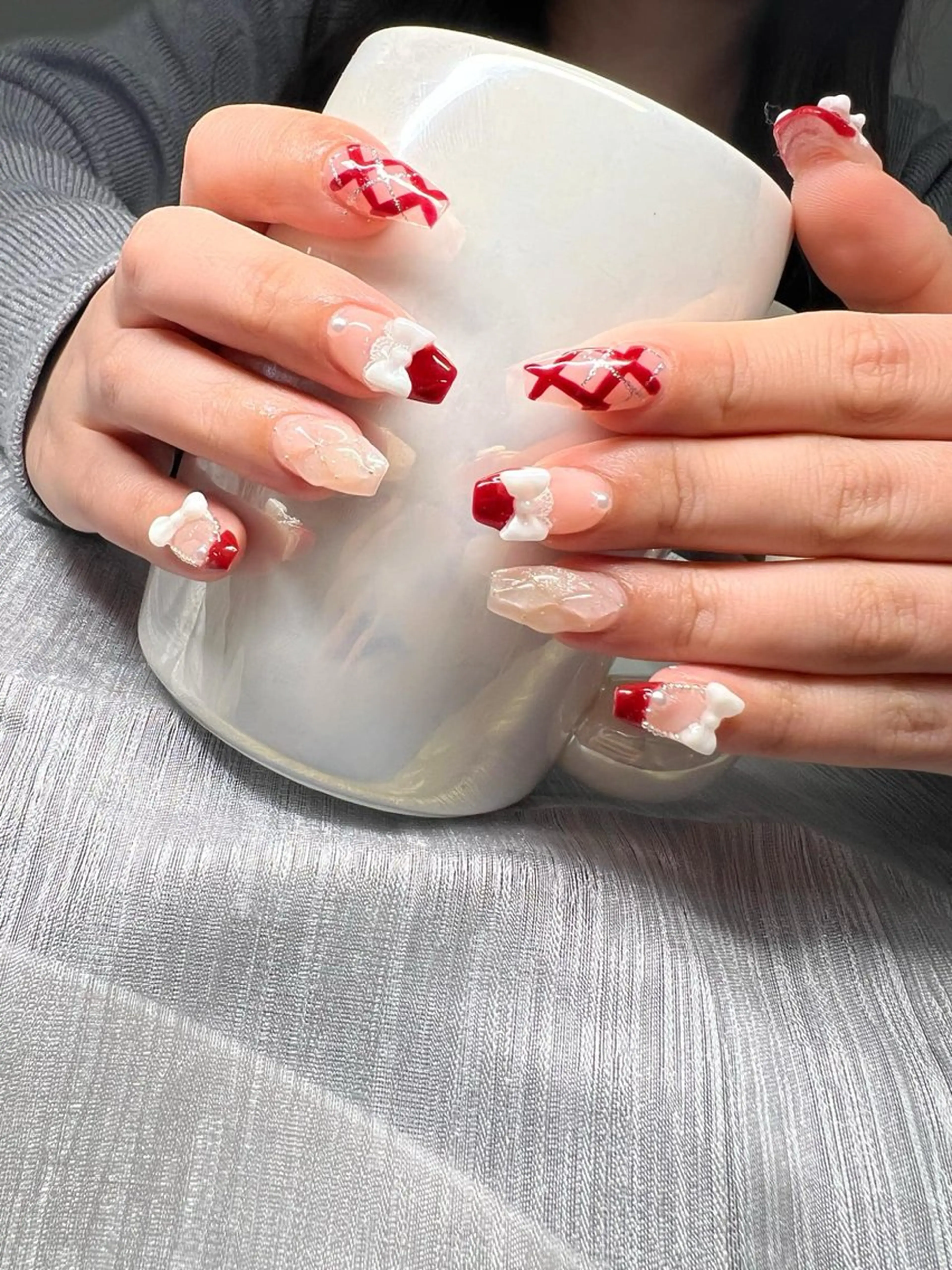 ネイル 長さ出し グラデーション キラキラネイル マグネットネイル ミラーネイル Lee Nails チップ長さだし専門店のネイルデザイン