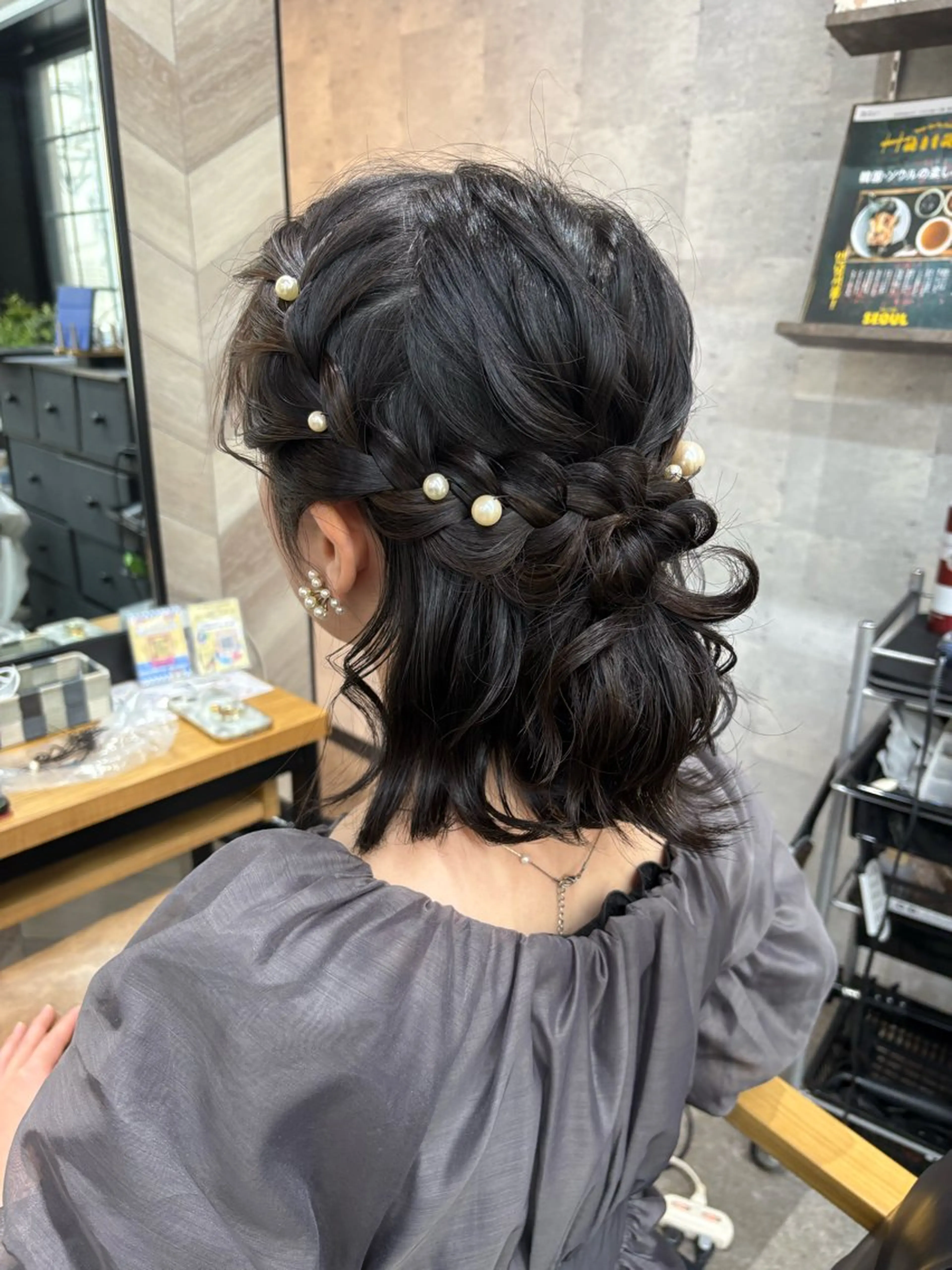 ミディアム ヘアアレンジ ハーフアップ ヘアセット SHANTi 飯塚 ヘアセット/髪質改善のヘアスタイル