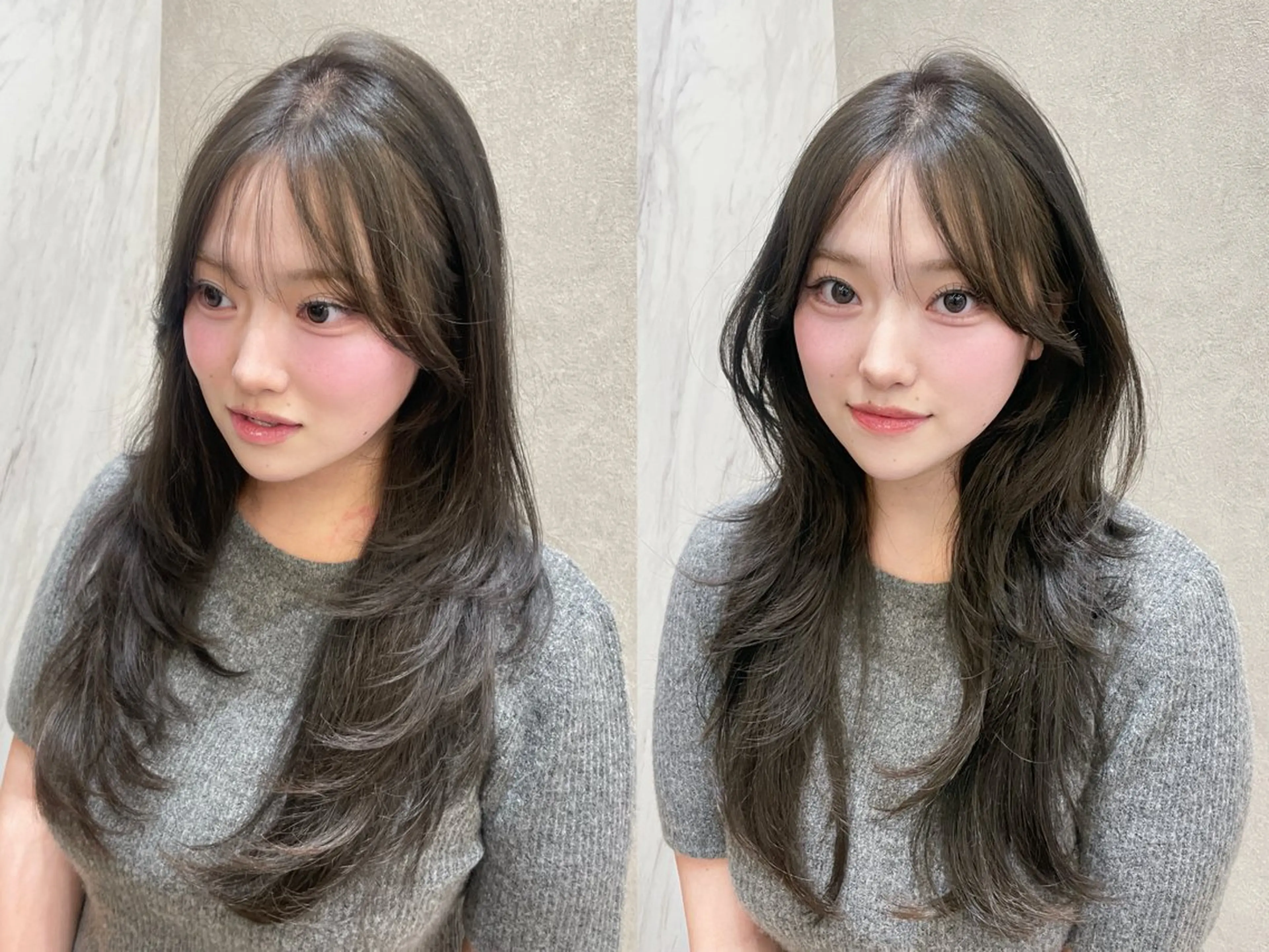 セミロング カット ヘアカラー MOE 福岡韓国ヘア✧︎のヘアスタイル