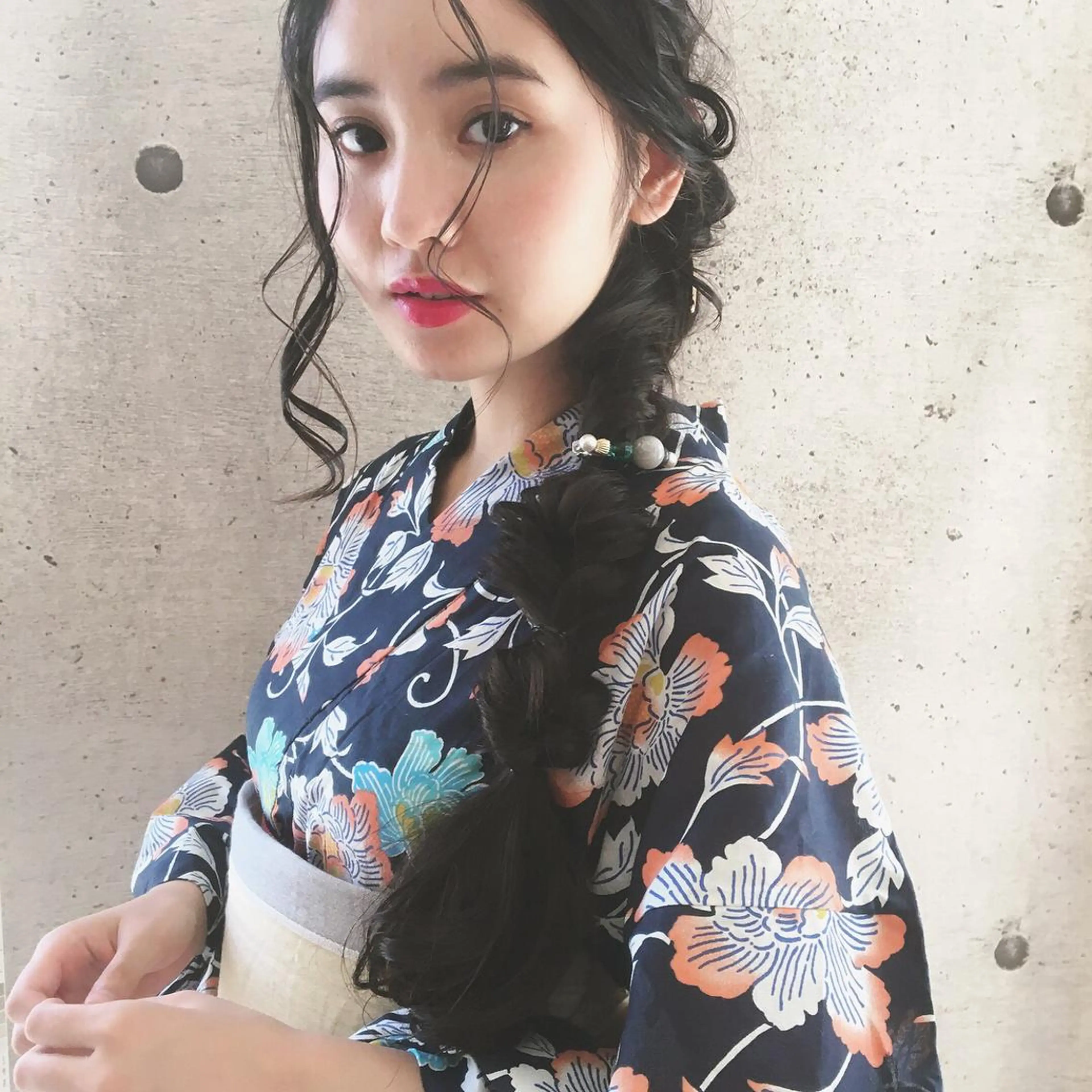 ロング カラー ヘアアレンジ 浴衣 マンツーマン半個室 tamuraのヘアスタイル