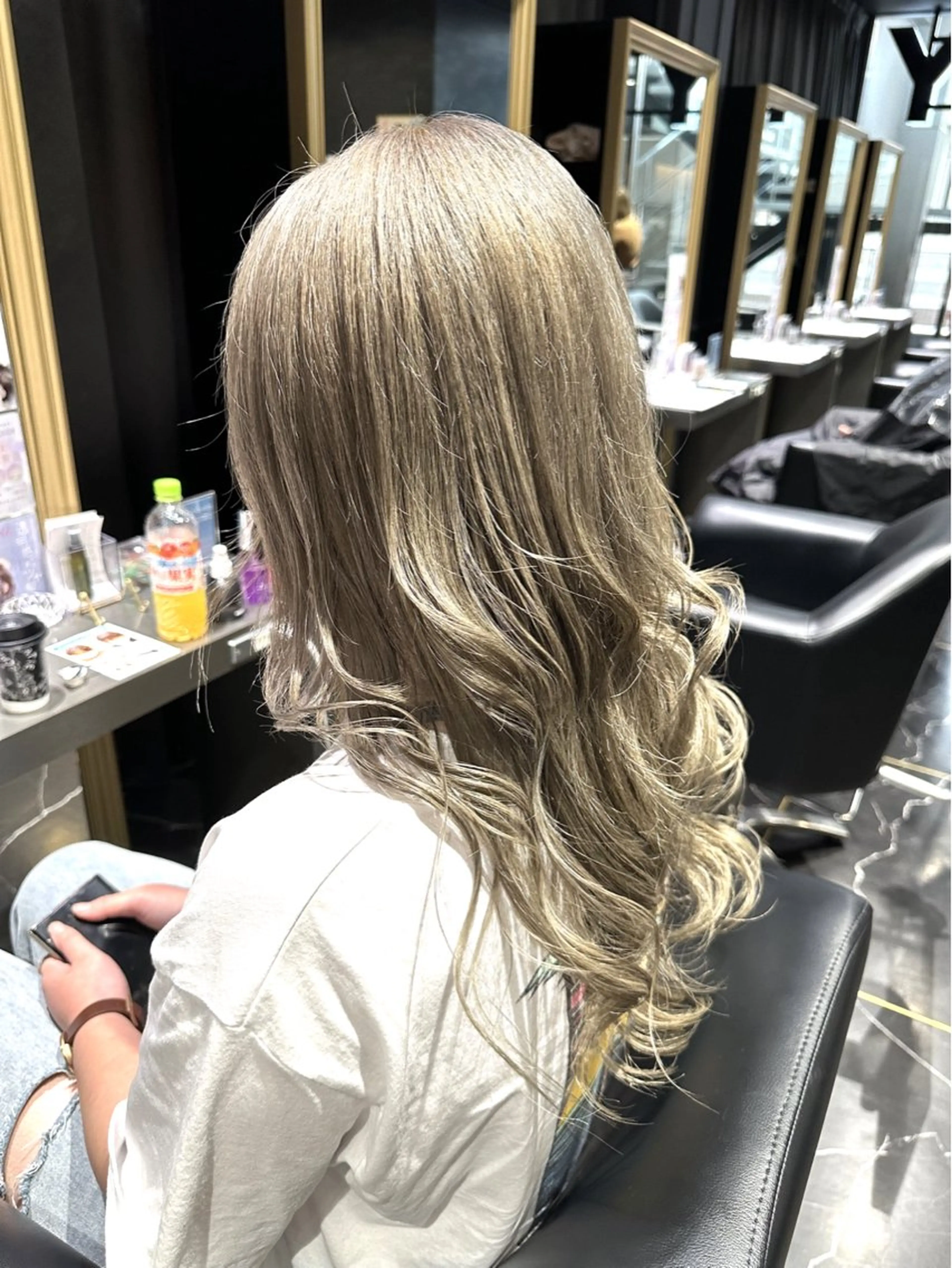 ロング アッシュ 外国人風カラー ハイライト 学生 カット ヘアカラー トリートメント ボブスタイル/ 透明感カラー/八幡のヘアスタイル