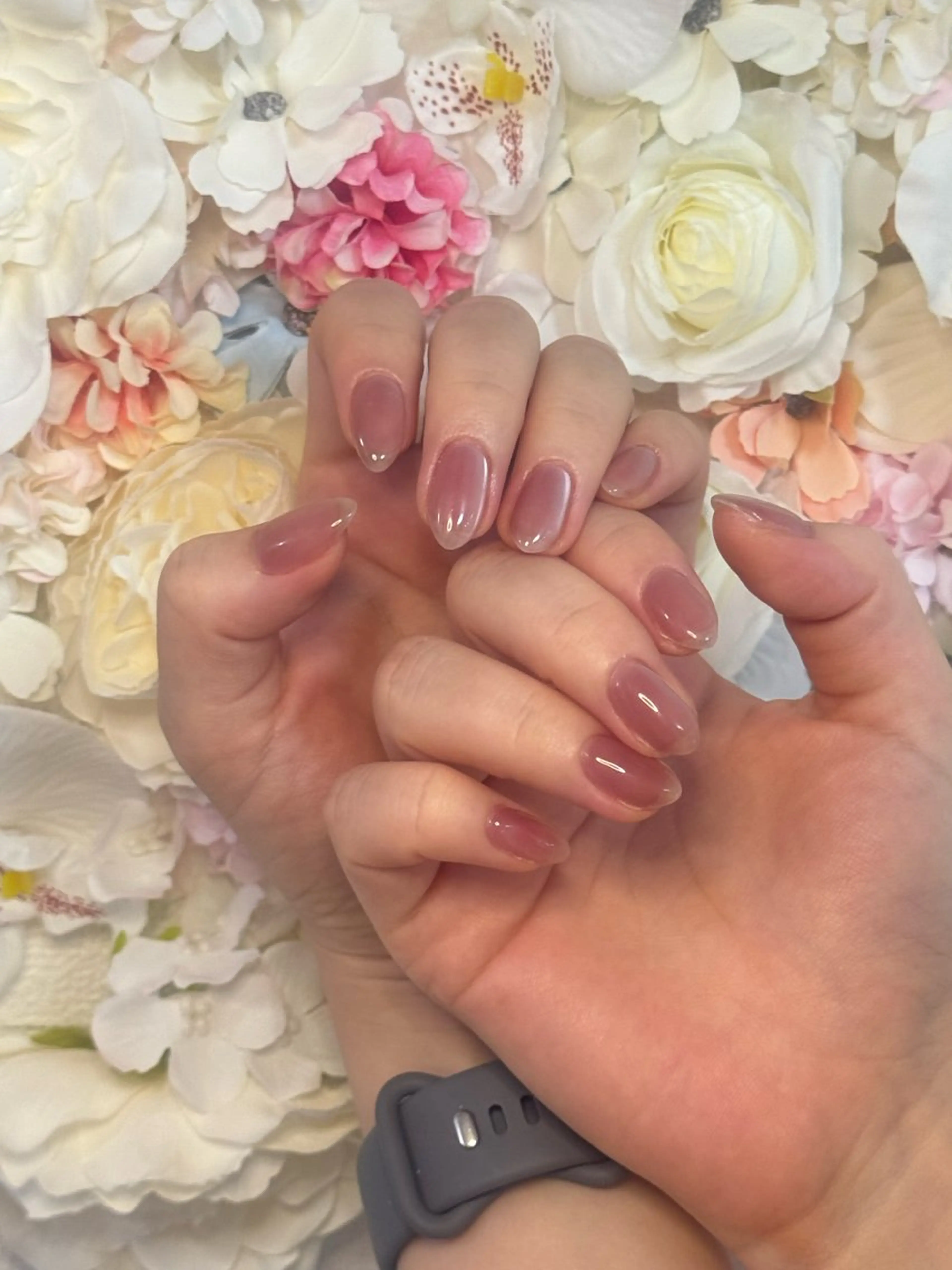 ネイル アートネイル オーロラネイル チークネイル フレンチネイル ガラスフレンチ ハンドネイル 🎀🎀YooLi Nail Salonのネイルデザイン
