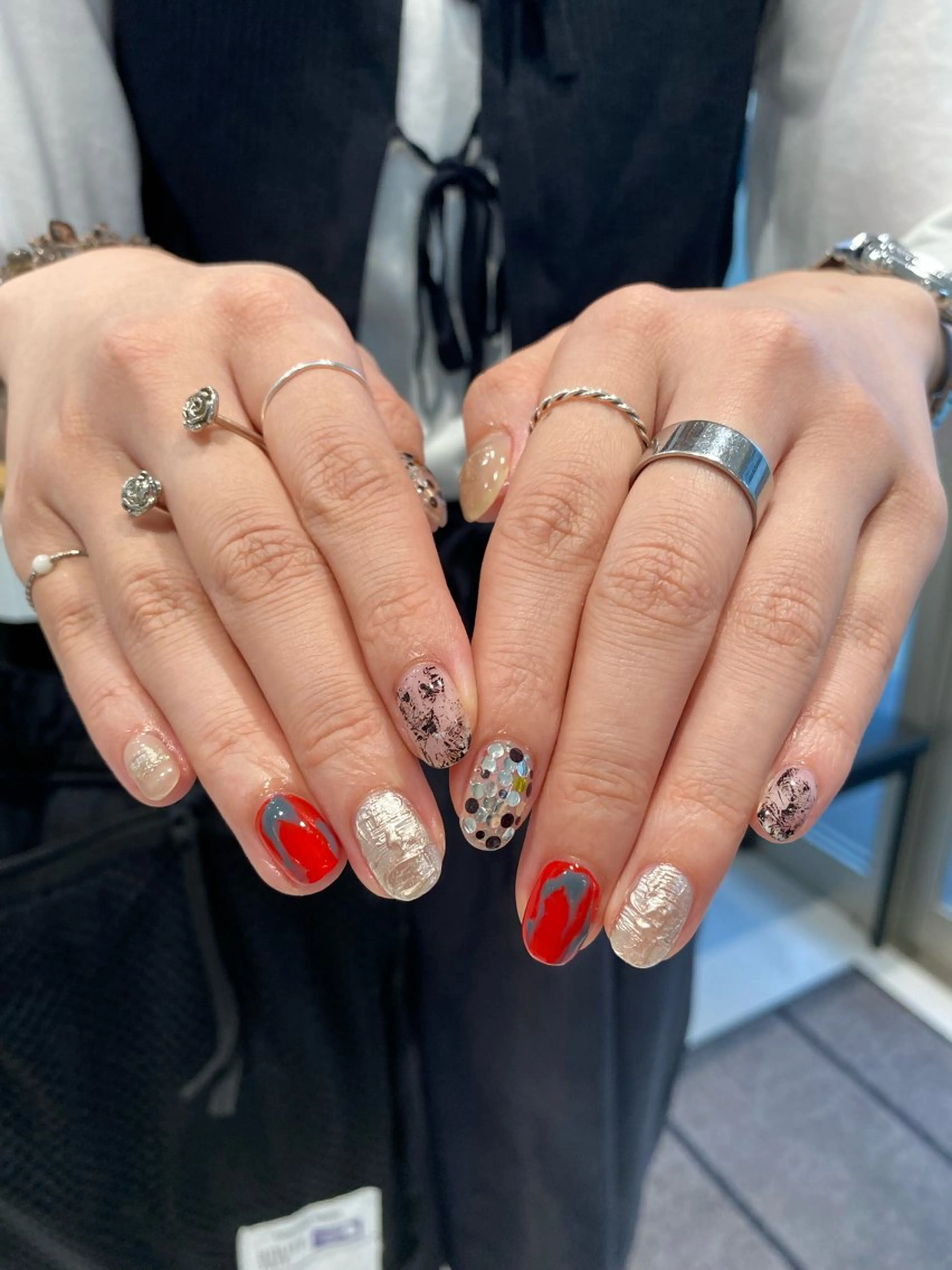 ネイル ジェルネイル マグネットネイル ニュアンスネイル ワンカラーネイル パラジェル ハンドネイル 草加ニュアンスネイル 🌚hersのネイルデザイン