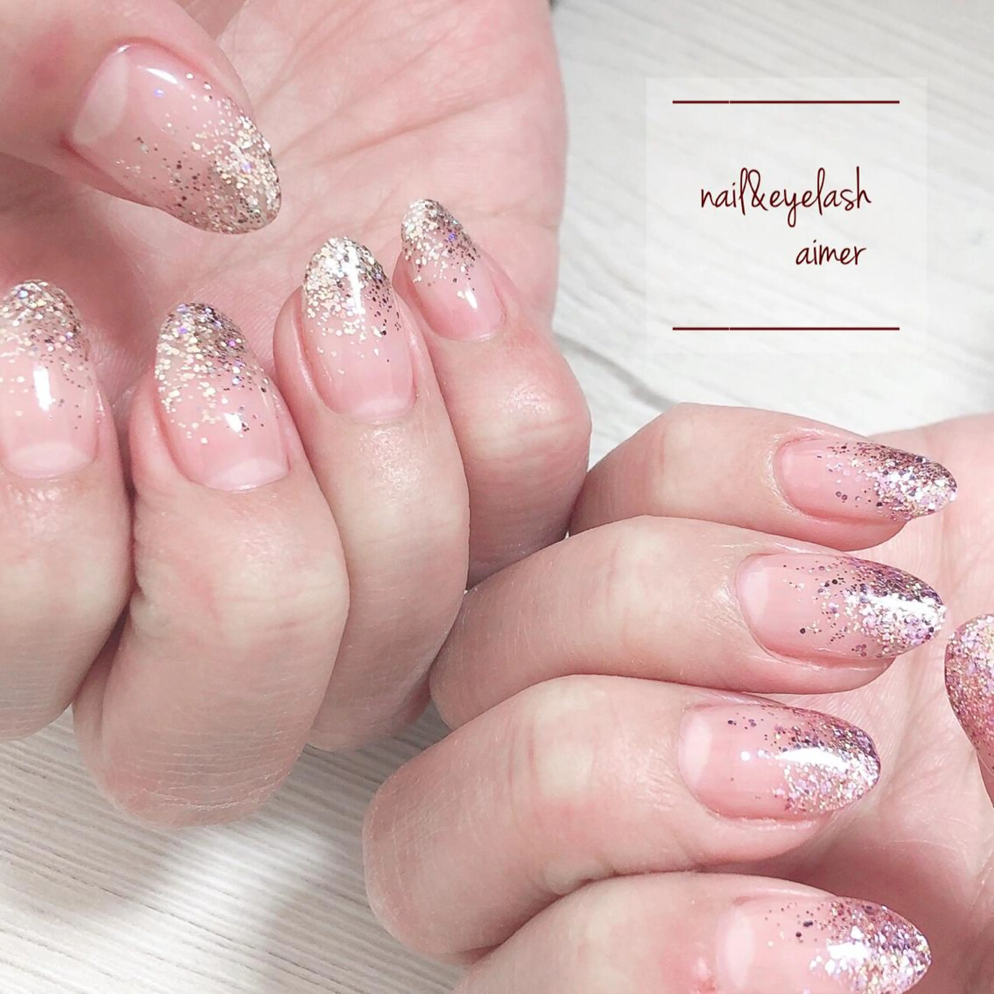 ネイル ラメ(グリッター) ラメグラデーション ハンドネイル nail&eye aimerのマツエク・マツパデザイン