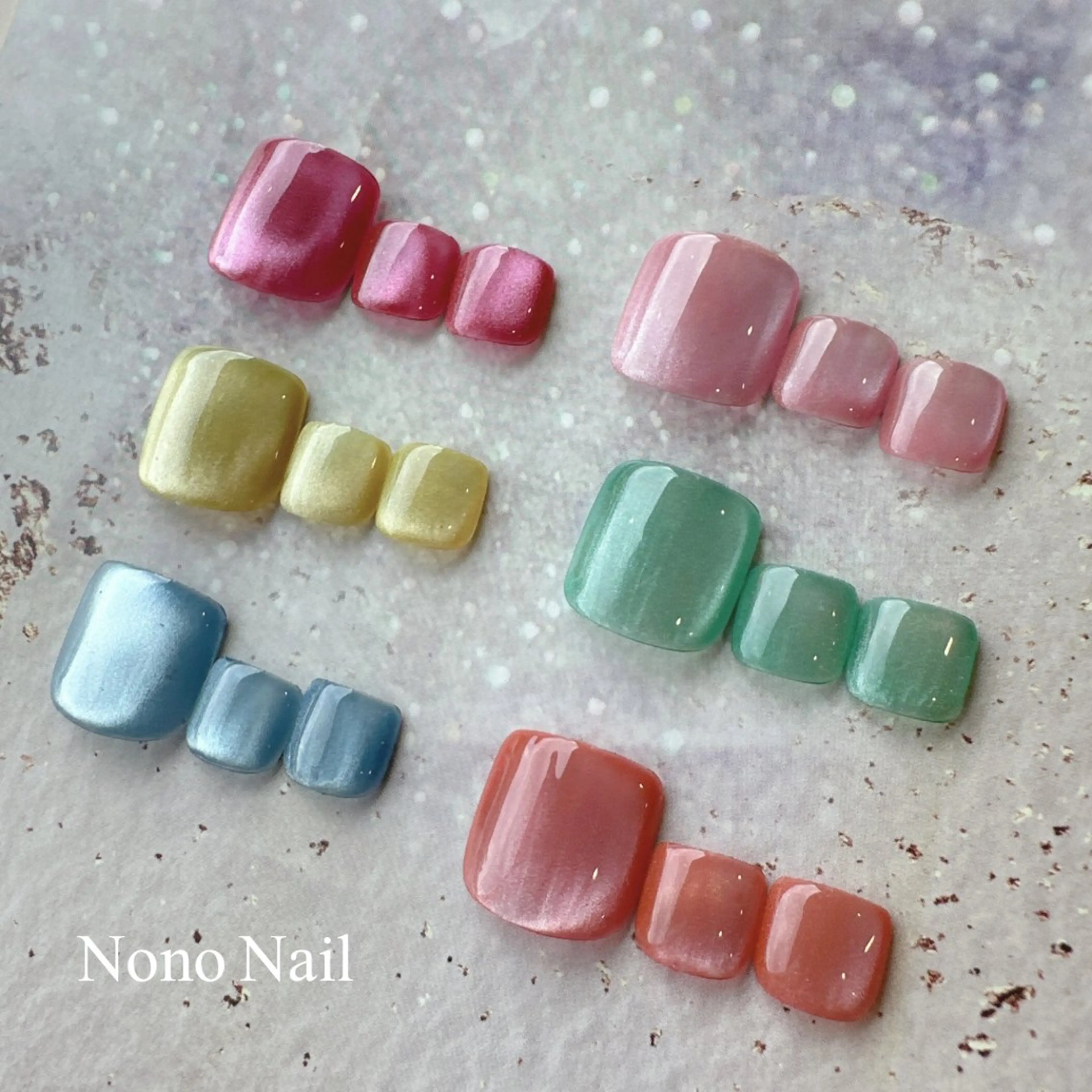 ネイル フットネイル ジェルネイル マグネットネイル ワンカラーネイル 夏ネイル Nono Nail ノノネイルのネイルデザイン