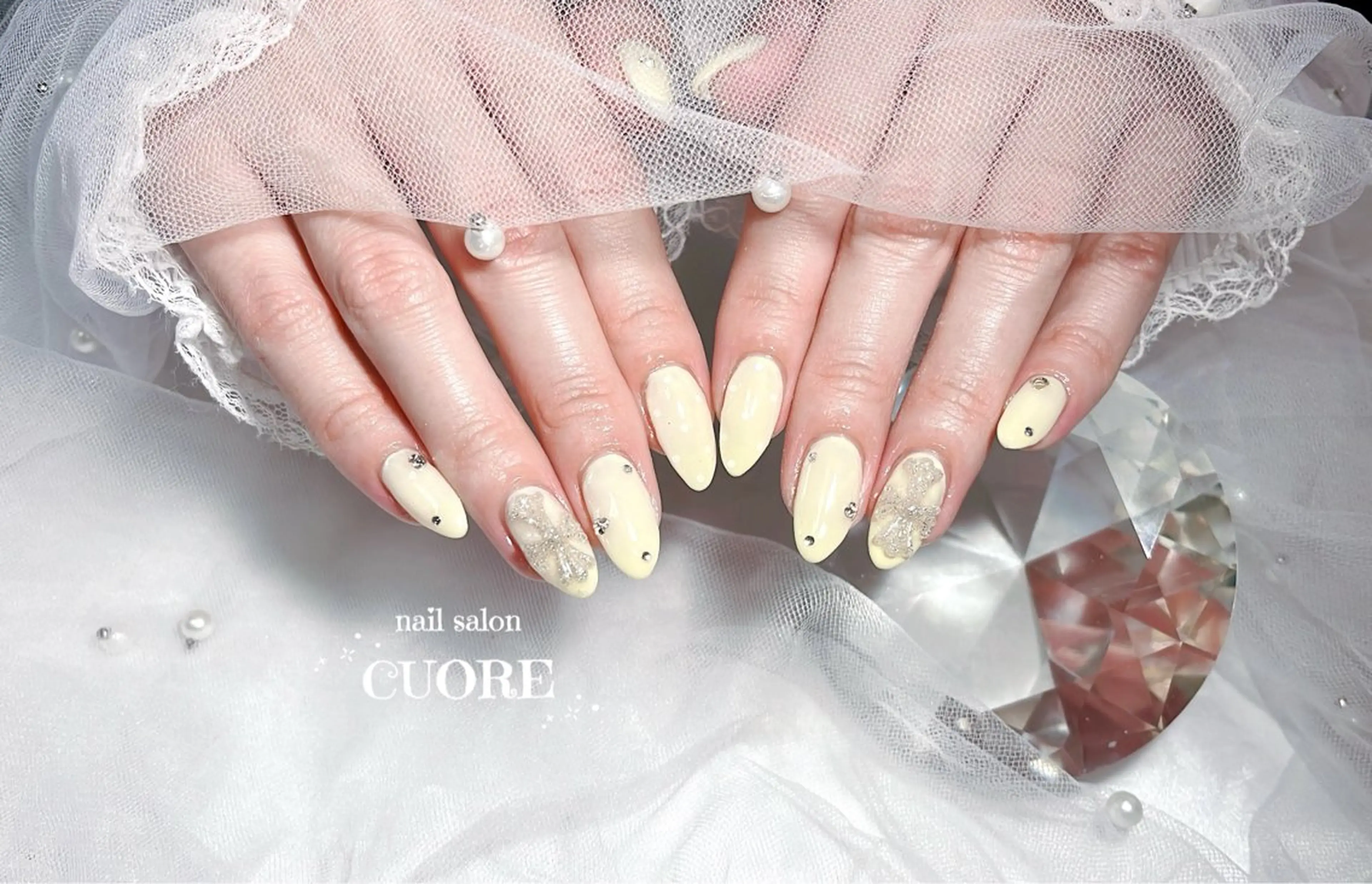 ネイル 春ネイル ストーンネイル ハンドネイル nail salon CUOREのネイルデザイン