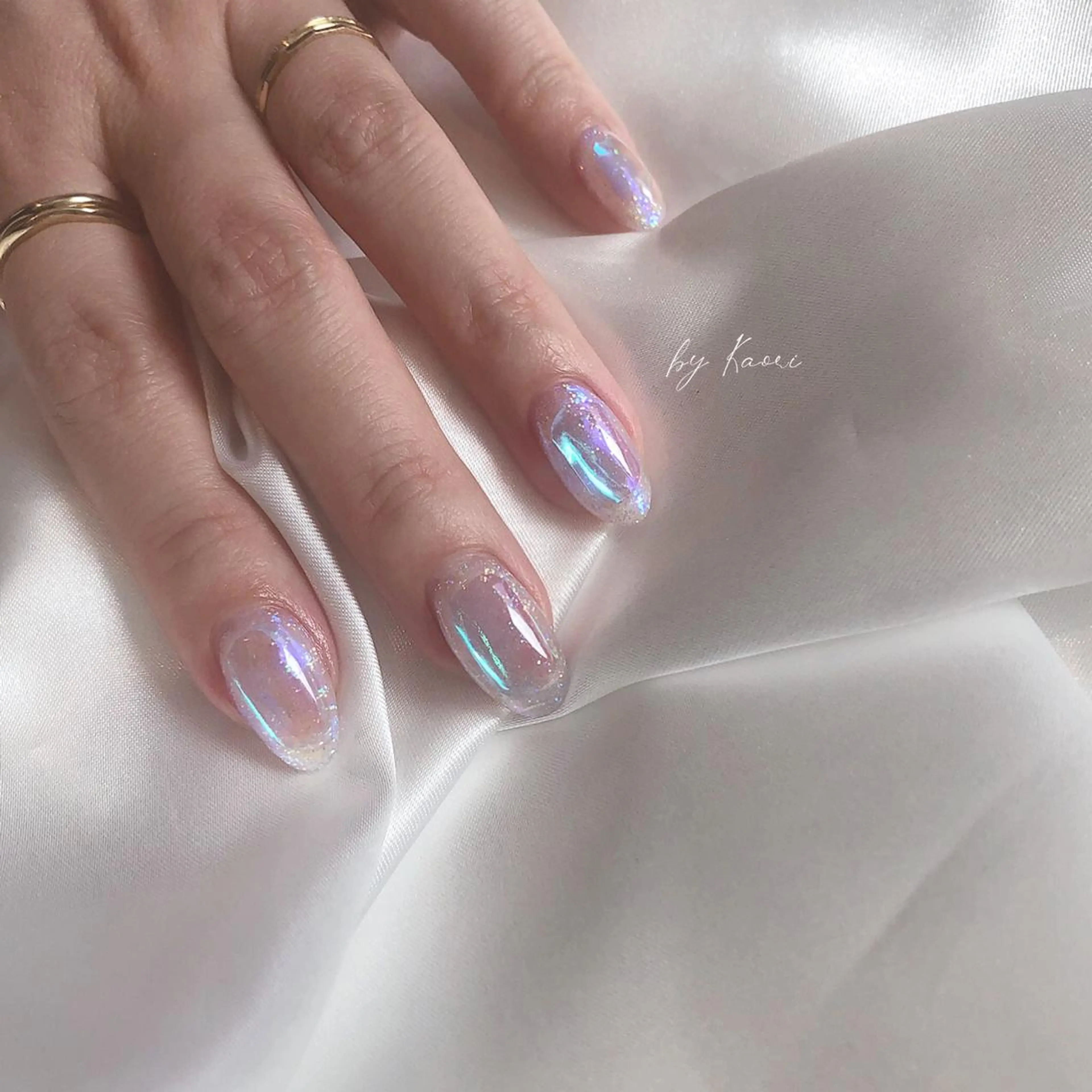 ネイル オーロラネイル ブルー ブラウン カジュアル フットネイル ハンドネイル フットネイル _Defi_ by Kaoriのネイルデザイン