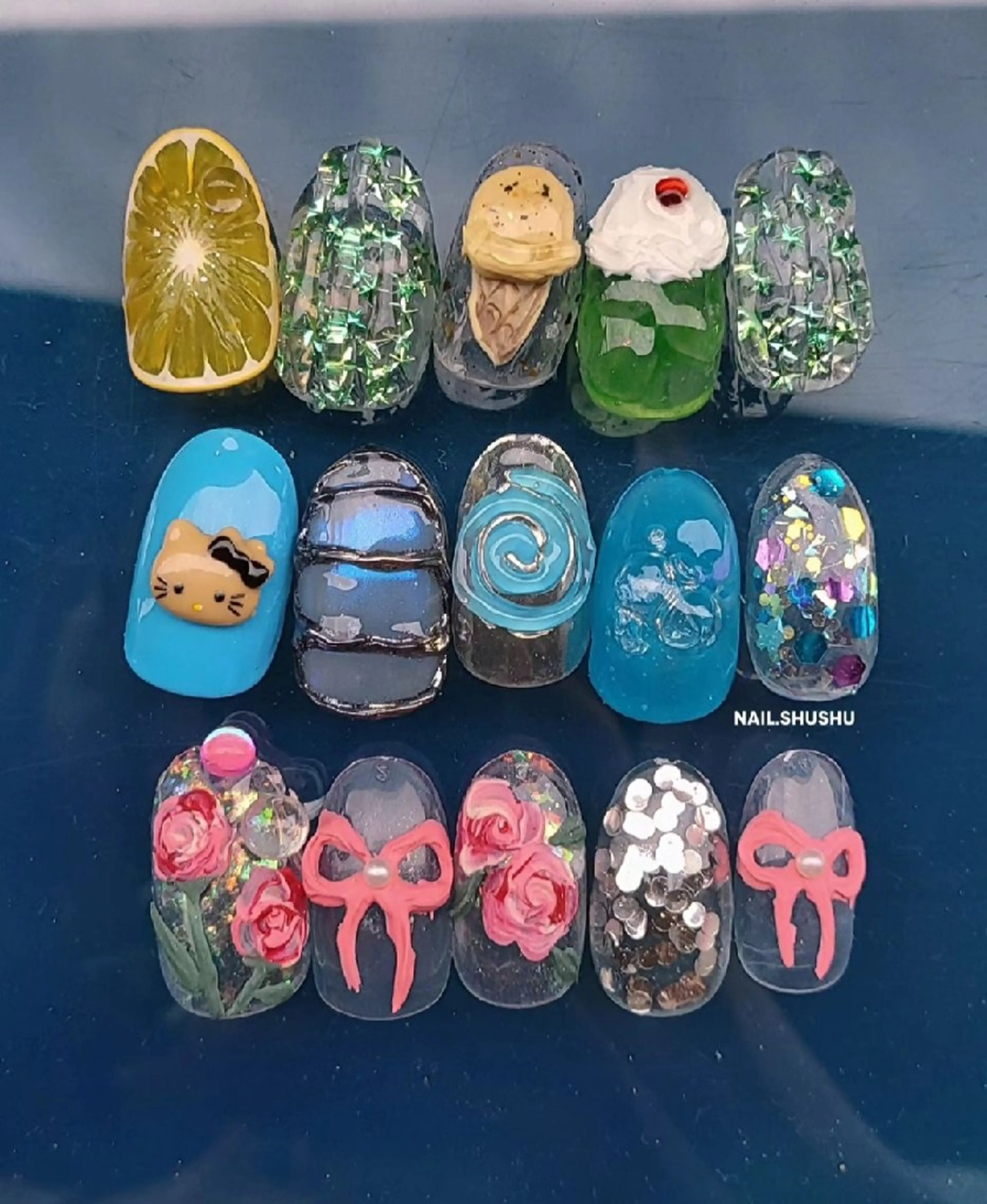 ネイル ハンドネイル 3dパーツ/流行り 👧shushu❤️のネイルデザイン
