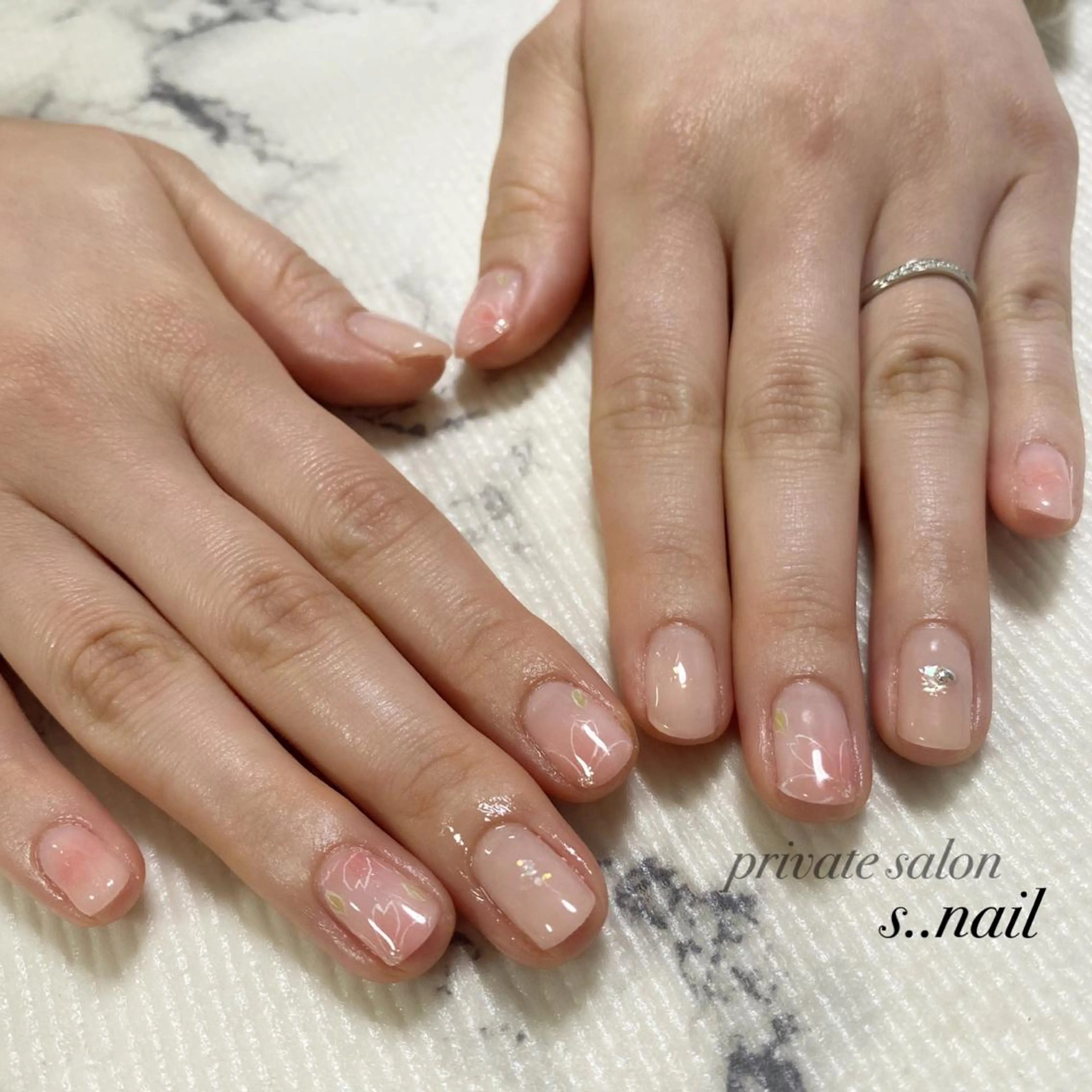 ネイル チークネイル 桜ネイル 春ネイル ハンドネイル フットネイル s..nail / MORITAのネイルデザイン
