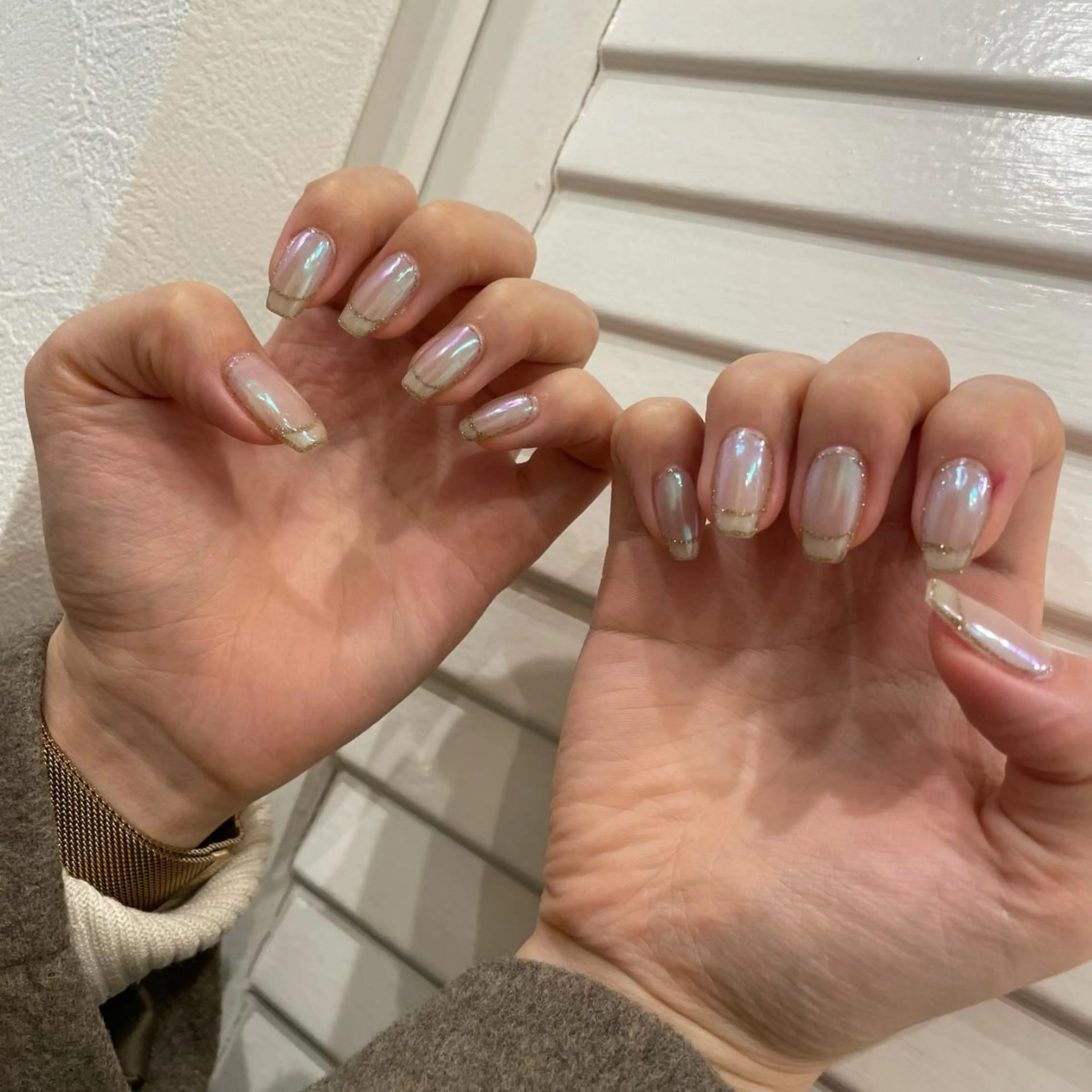 ネイル オーロラネイル フレンチネイル ハンドネイル MIUNail YUMIのネイルデザイン