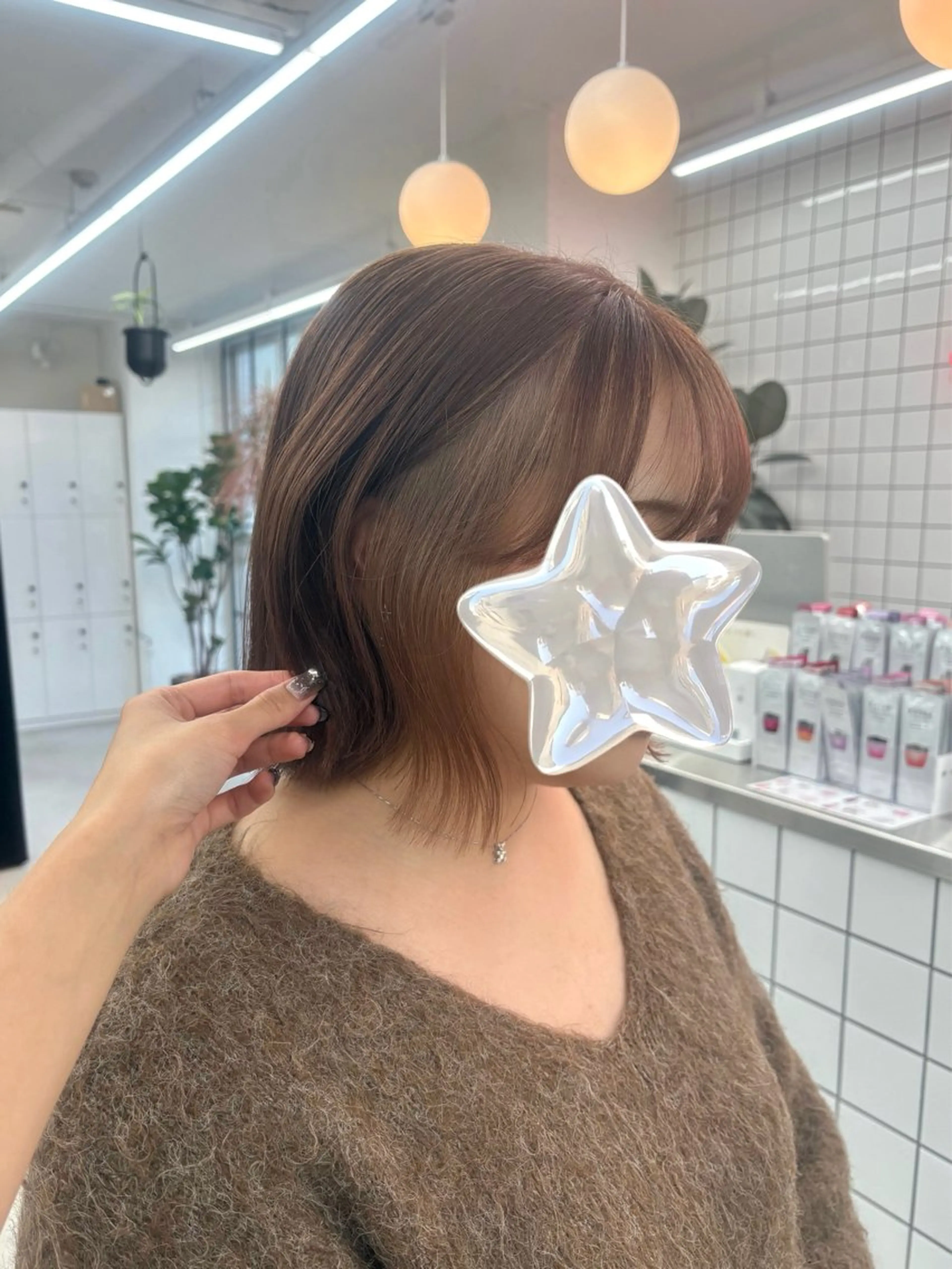 【フェイスフレーミング🍀*゜】【ケアブリーチ付き】お顔周りのみブリーチ＋全体カラー＋カット‪✂︎‬の写真