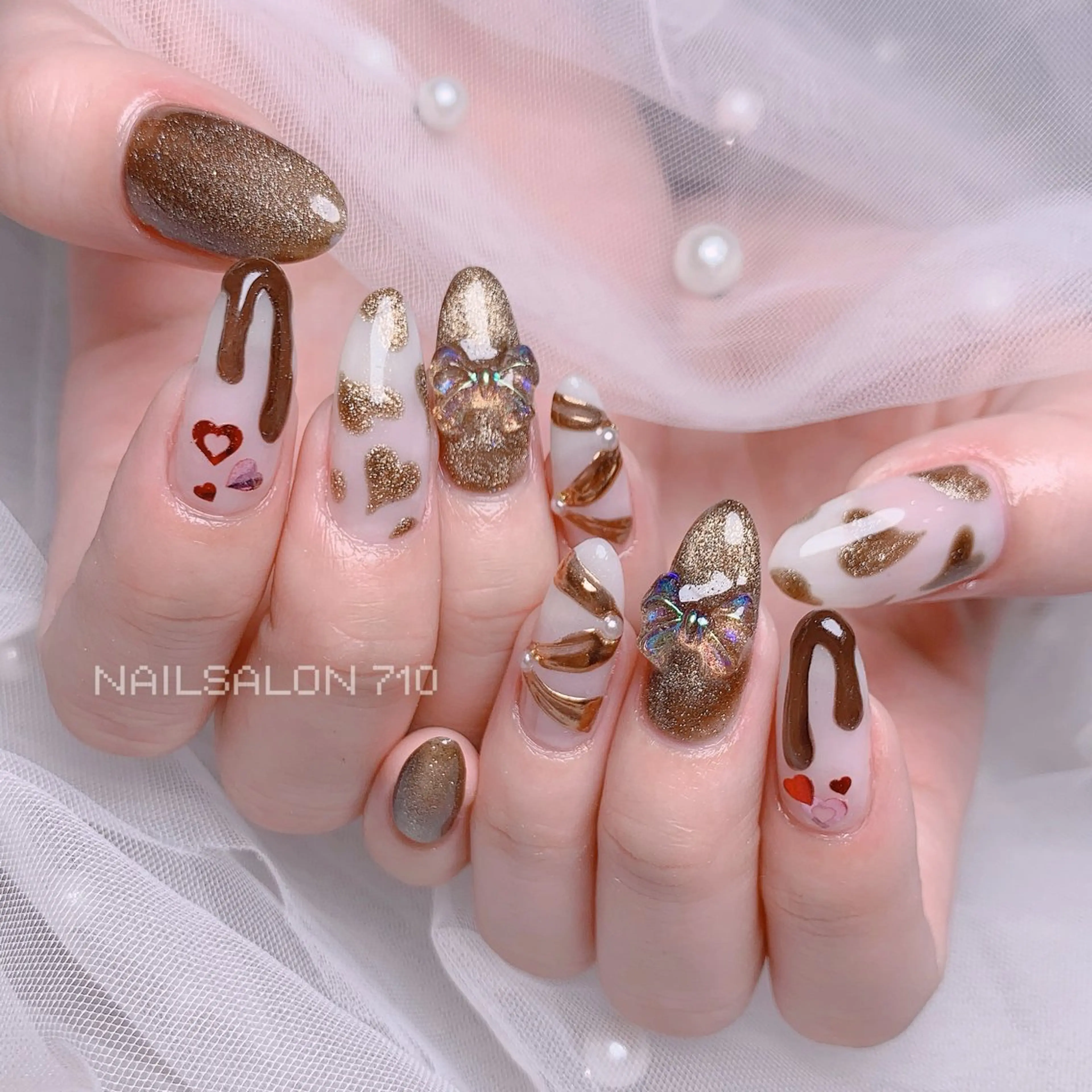 ネイル バレンタイン ハンドネイル フットネイル ナナイチゼロ I.Naoのネイルデザイン