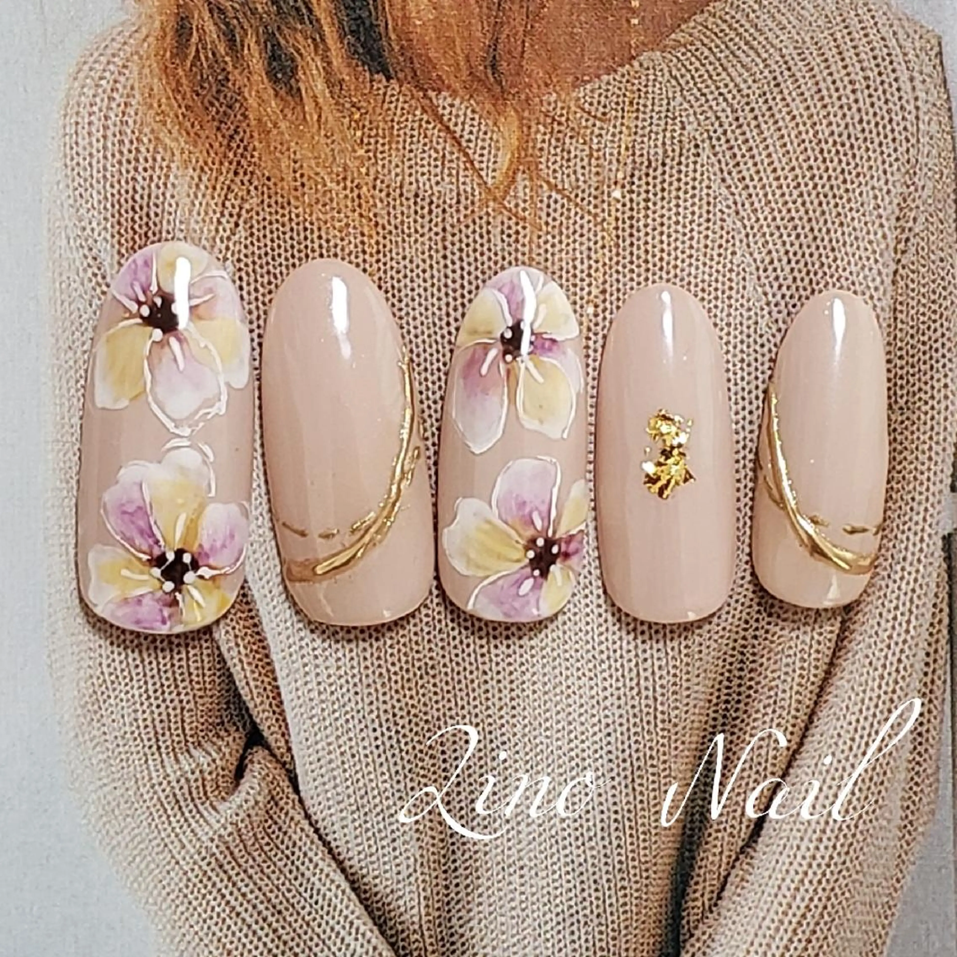ネイル アートネイル カジュアル フラワーネイル ジェルネイル ミラーネイル Lino Nailのネイルデザイン