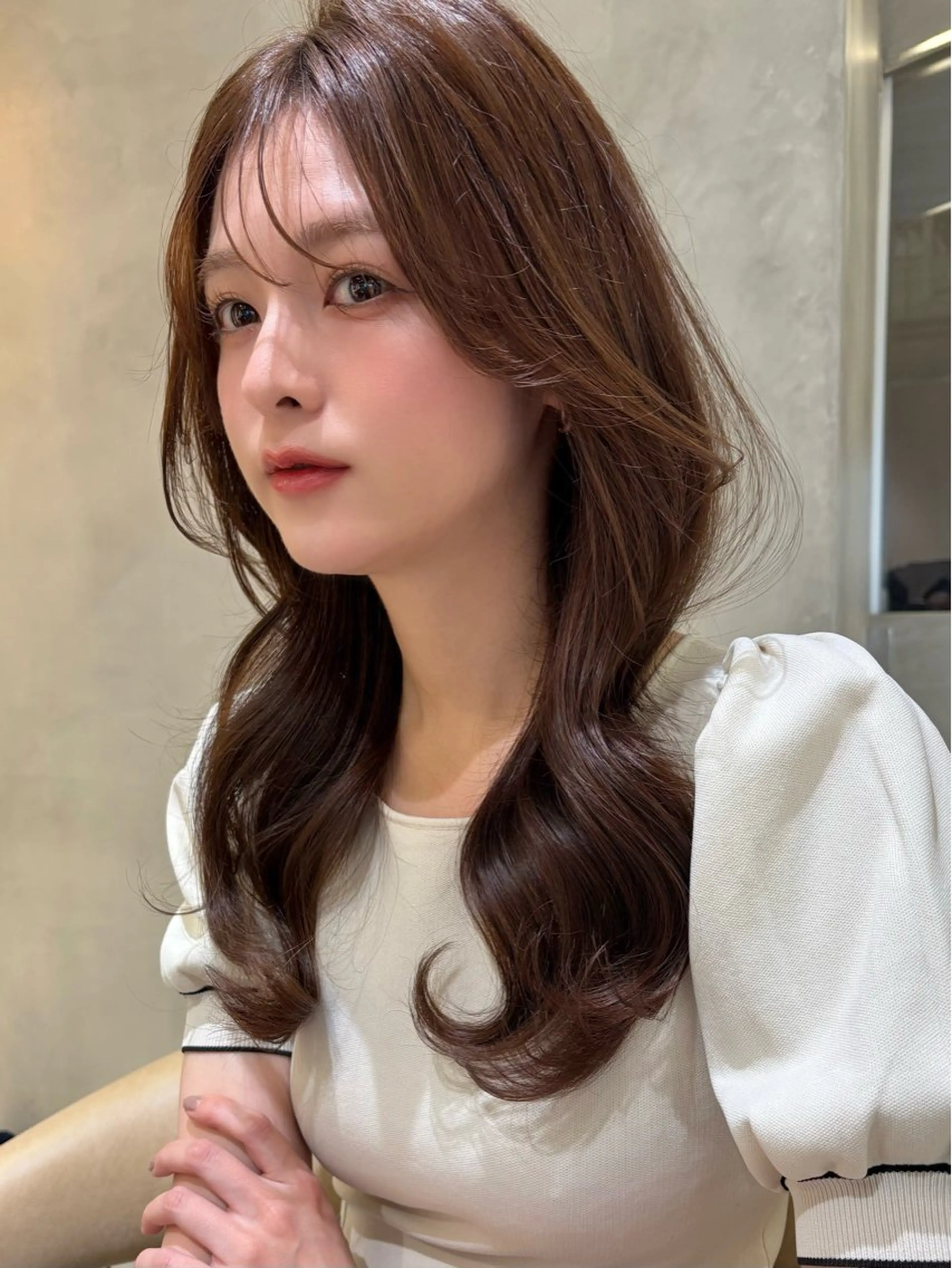 セミロング カラー パーマ カット ヘアカラー トリートメント 仙台Ｉ韓国レイヤー Ｉ髪質改善Ｉ伊藤拓海のヘアスタイル