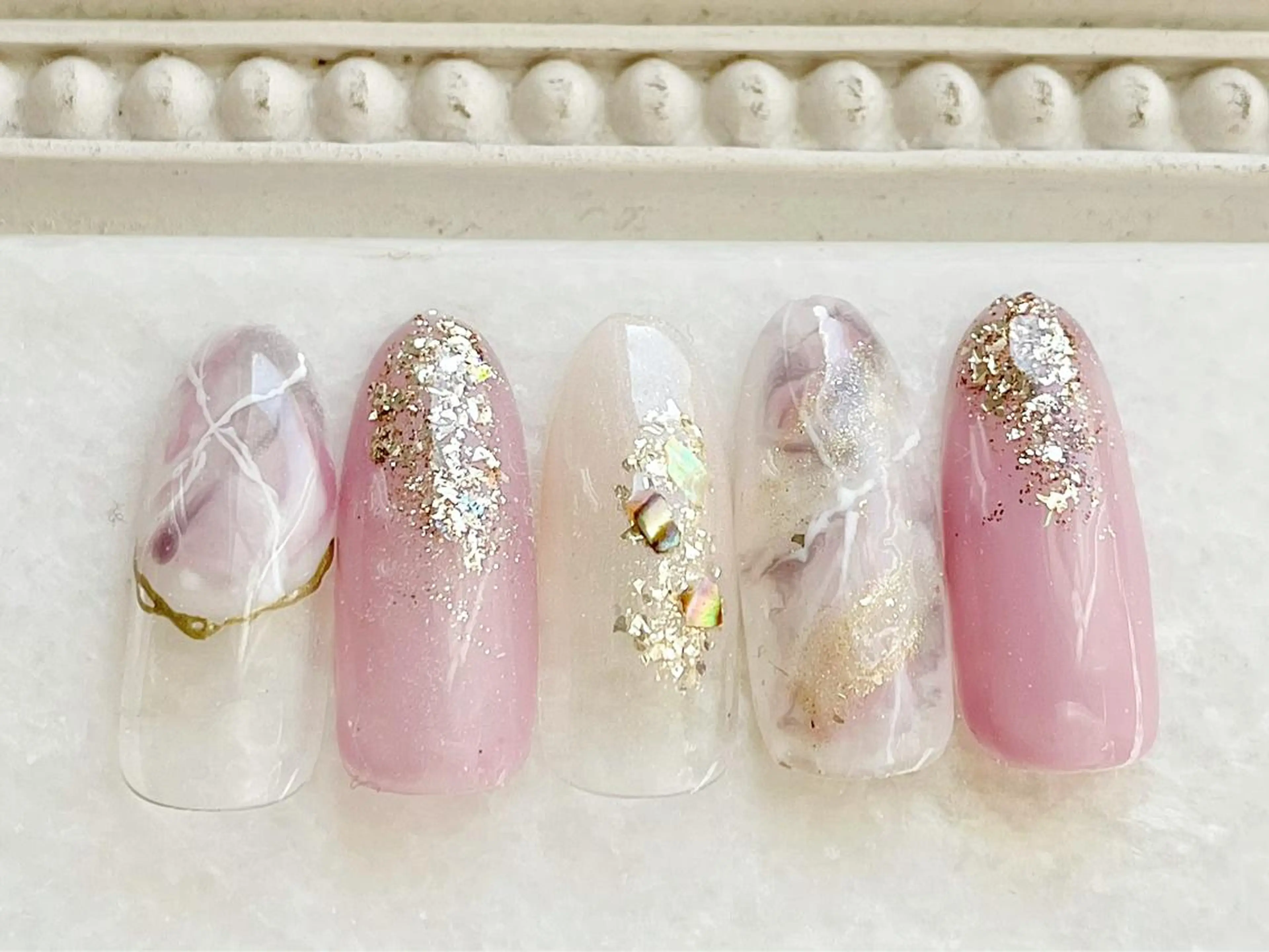 ネイル ジェルネイル 大理石ネイル(マーブル) パラジェル ハンドネイル Satomi  のネイルデザイン