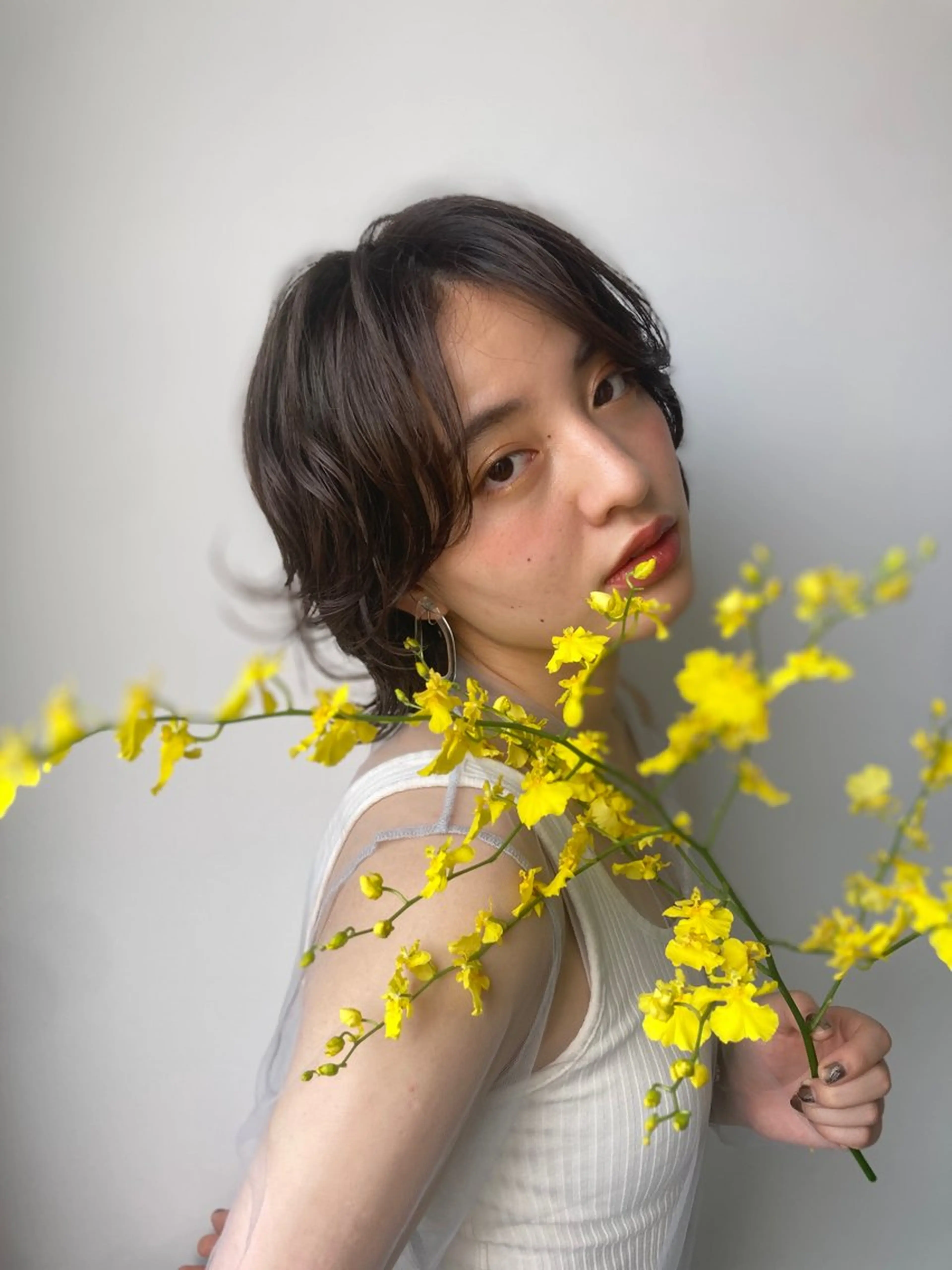 ショート パーマ 顔周りカット 似合わせカット 園田あずさ/髪質改善 /透明感カラーのヘアスタイル