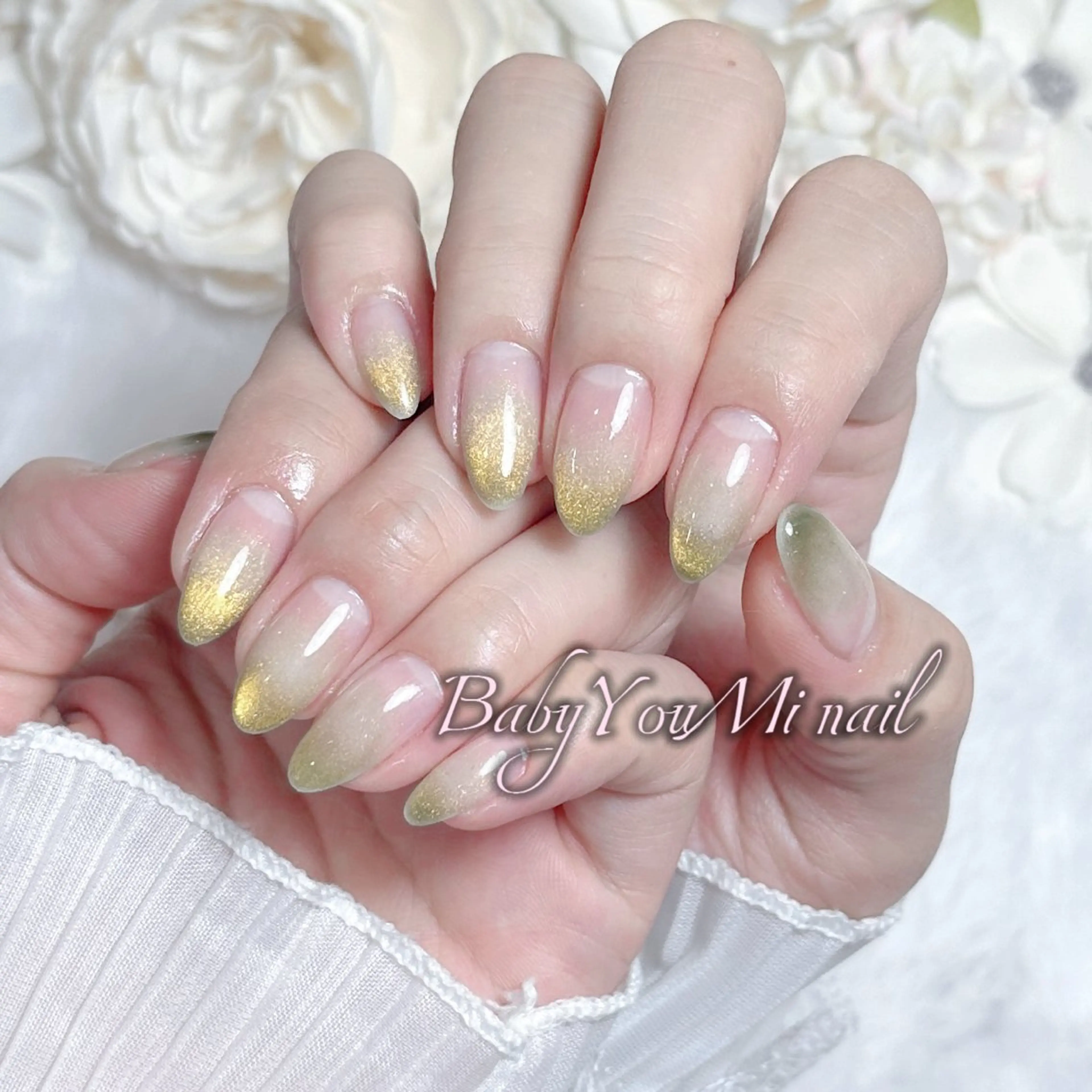 ネイル オーロラネイル チークネイル 成人式 フットネイル フレンチネイル ハンドネイル BabyYouMi nailのネイルデザイン