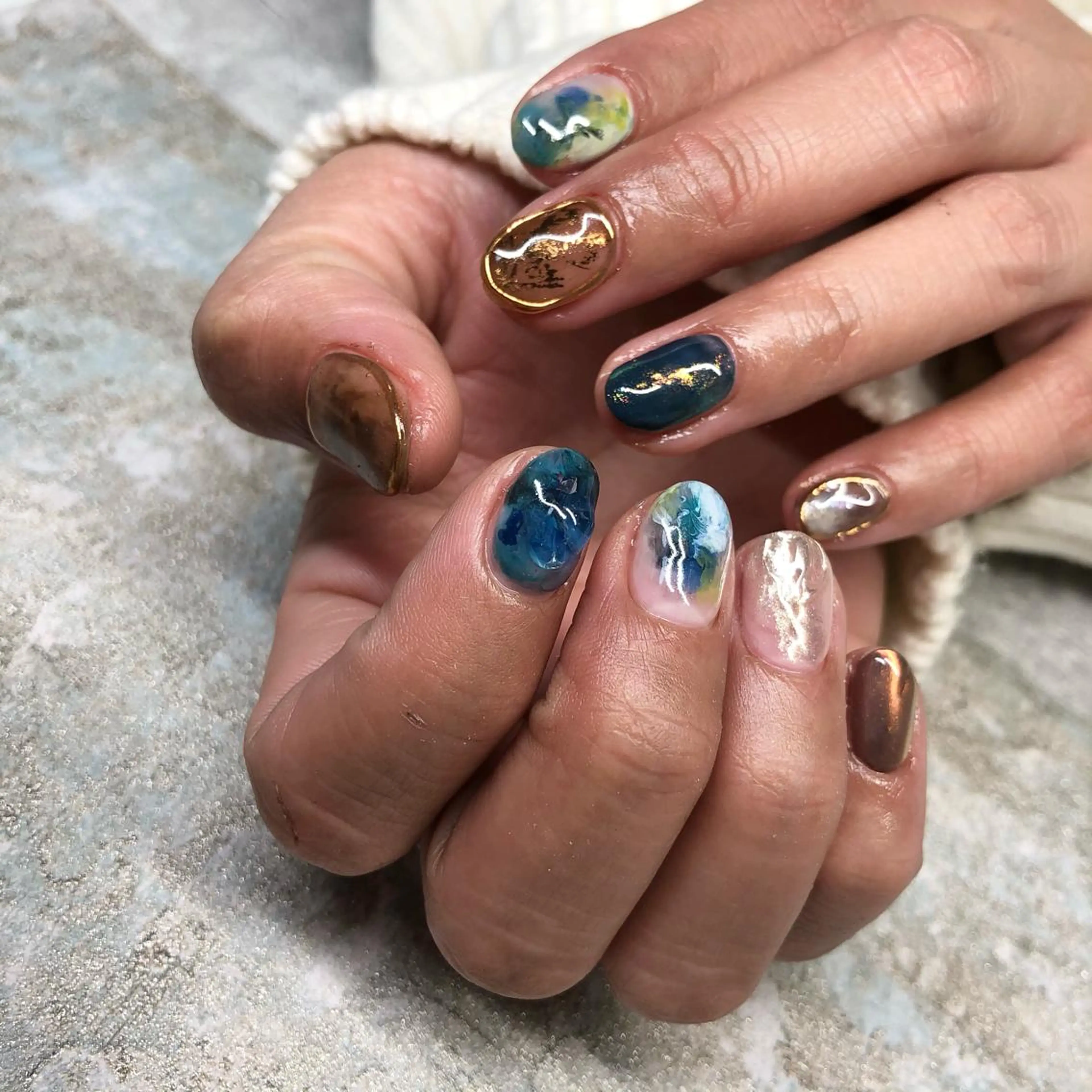 ロング カラー ヘアアレンジ キッズ ネイル マツエク・マツパ ニュアンスネイル 福田 加奈のネイルデザイン