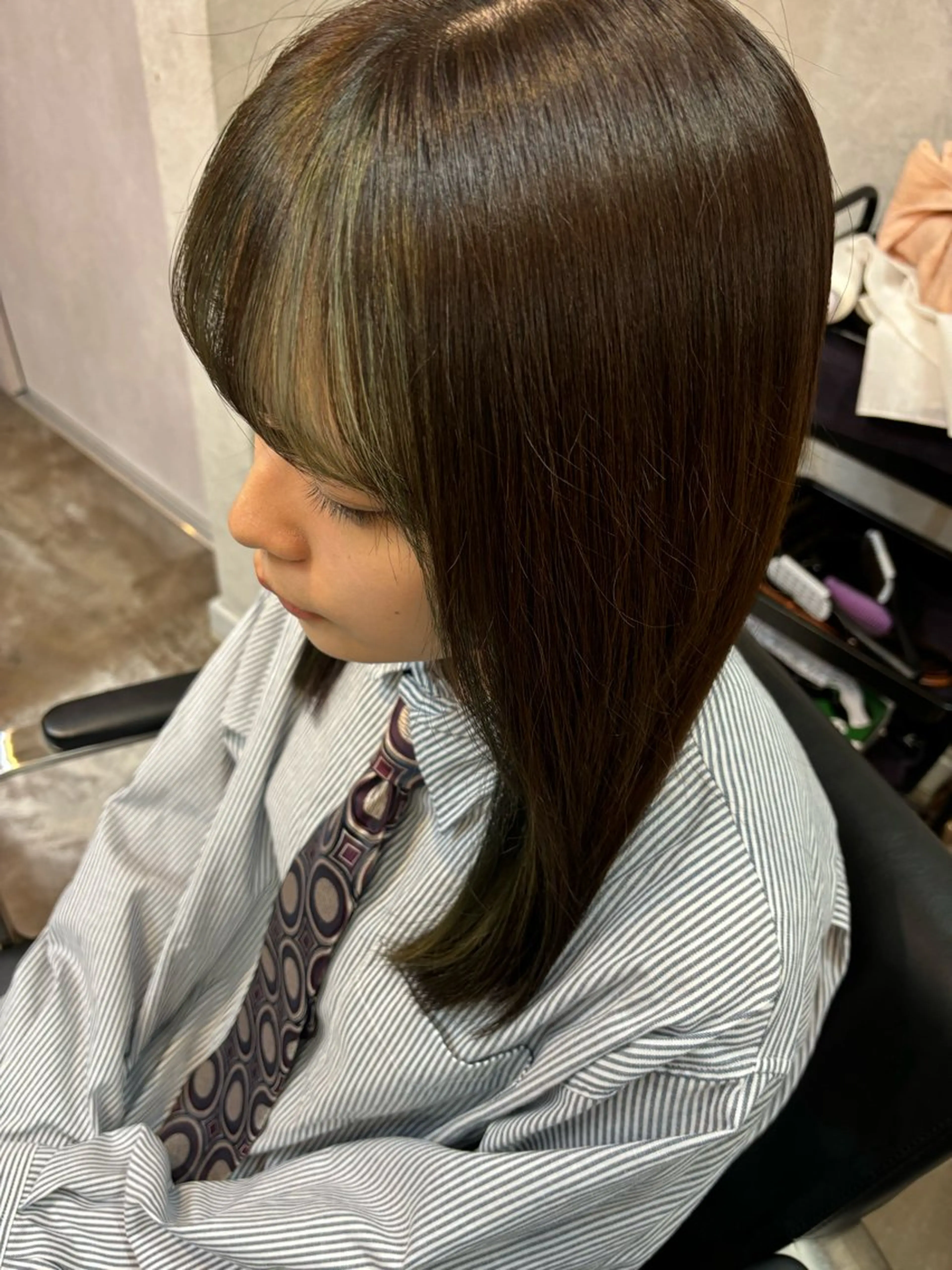 ミディアム ヘアカラー 💜髪質改善/ 艶カラー/ミナ🩷のヘアスタイル