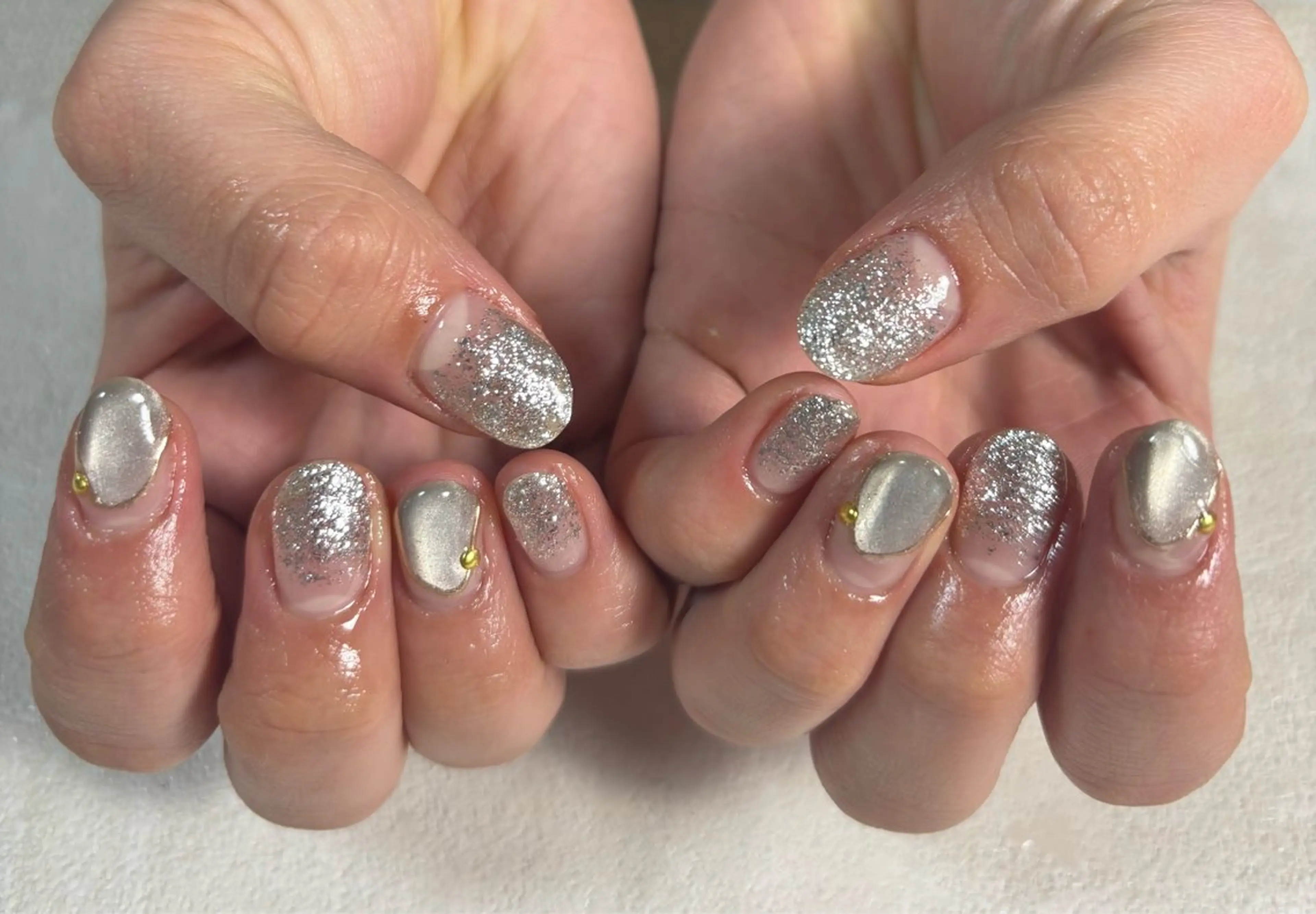 ネイル オーロラネイル フットネイル フレンチネイル ジェルネイル ハート ハンドネイル kiki nail たまプラーザのネイルデザイン