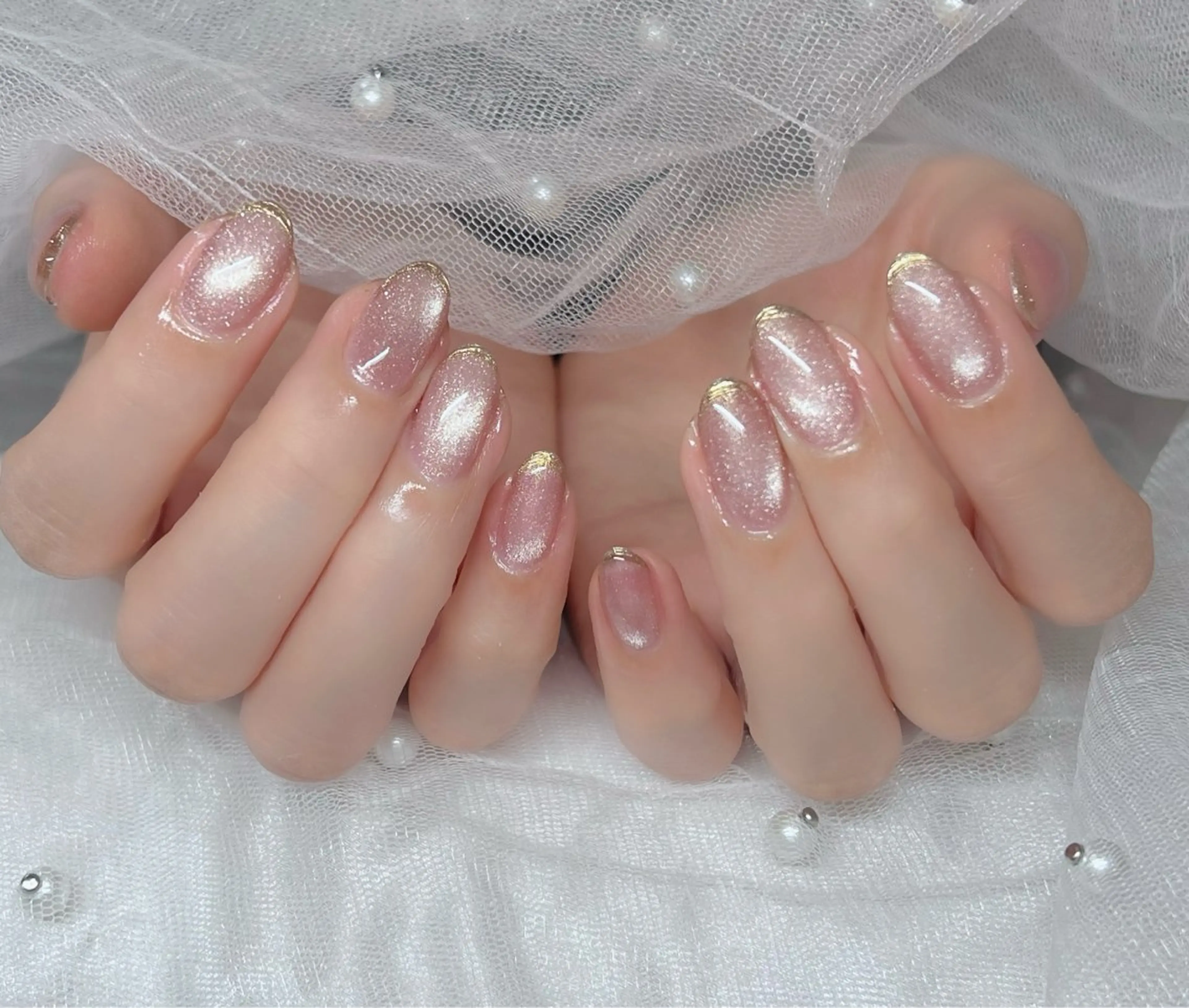 ネイル ハンドネイル 🎀PG🩵 ネイルサロンのネイルデザイン