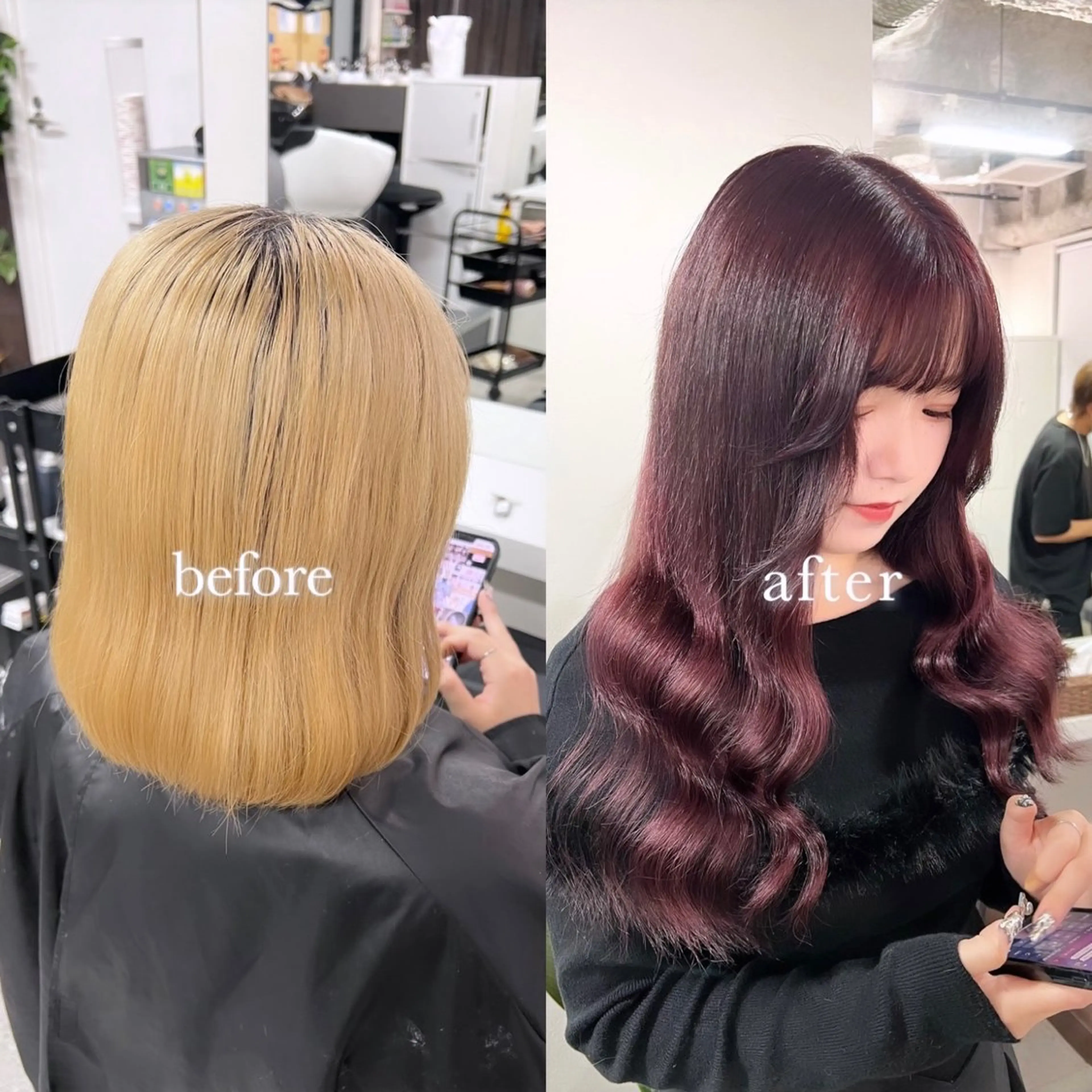 ロング カラー プルエクステ ベージュカラー ブラウンカラー エクステ sio.nail&eyebrow salon shimokitazawa2号店所属・nailist mana𖤐´-のネイルデザイン