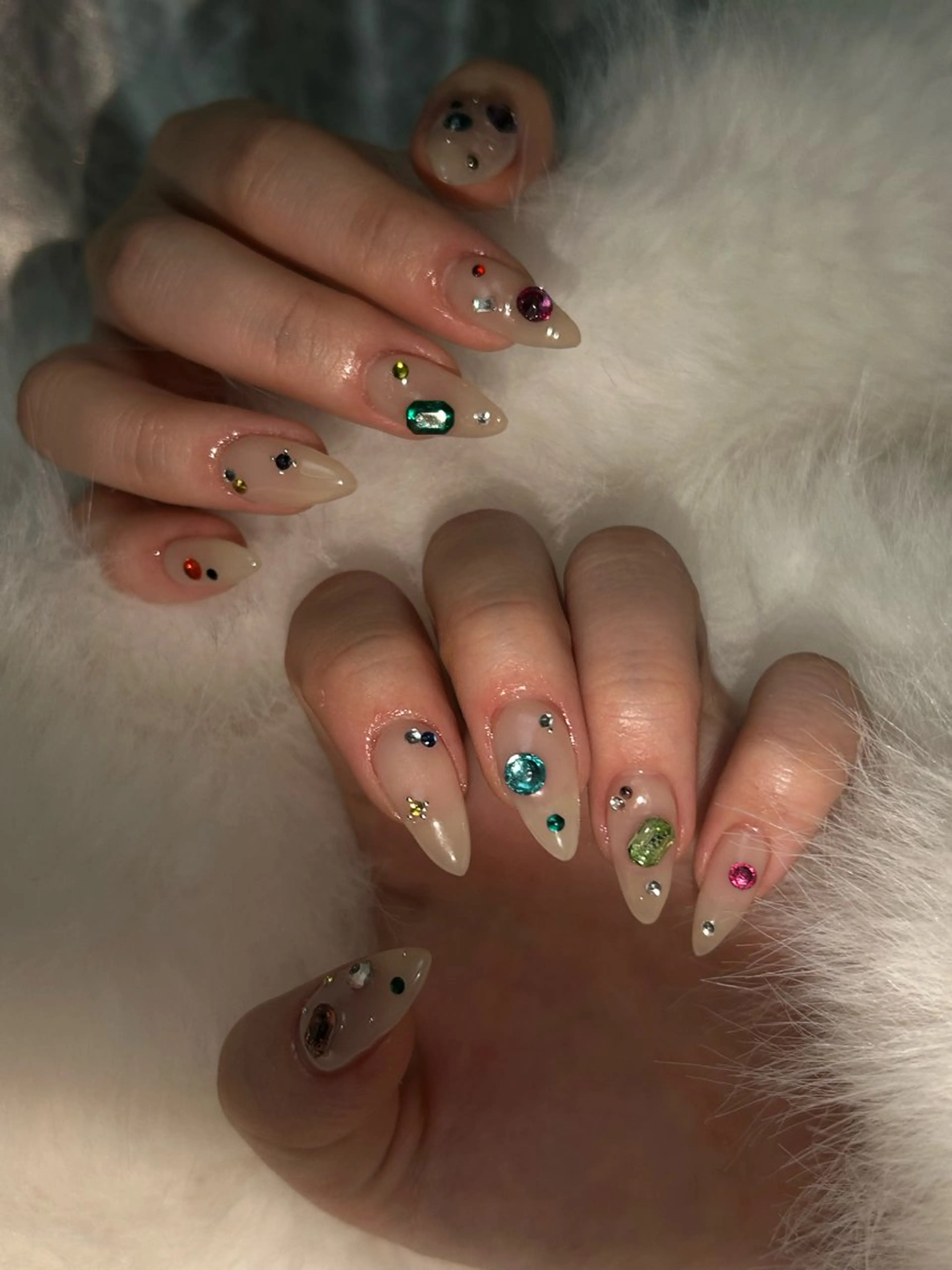 ネイル ワンカラーネイル ストーンネイル れでぃん nail❤︎のネイルデザイン