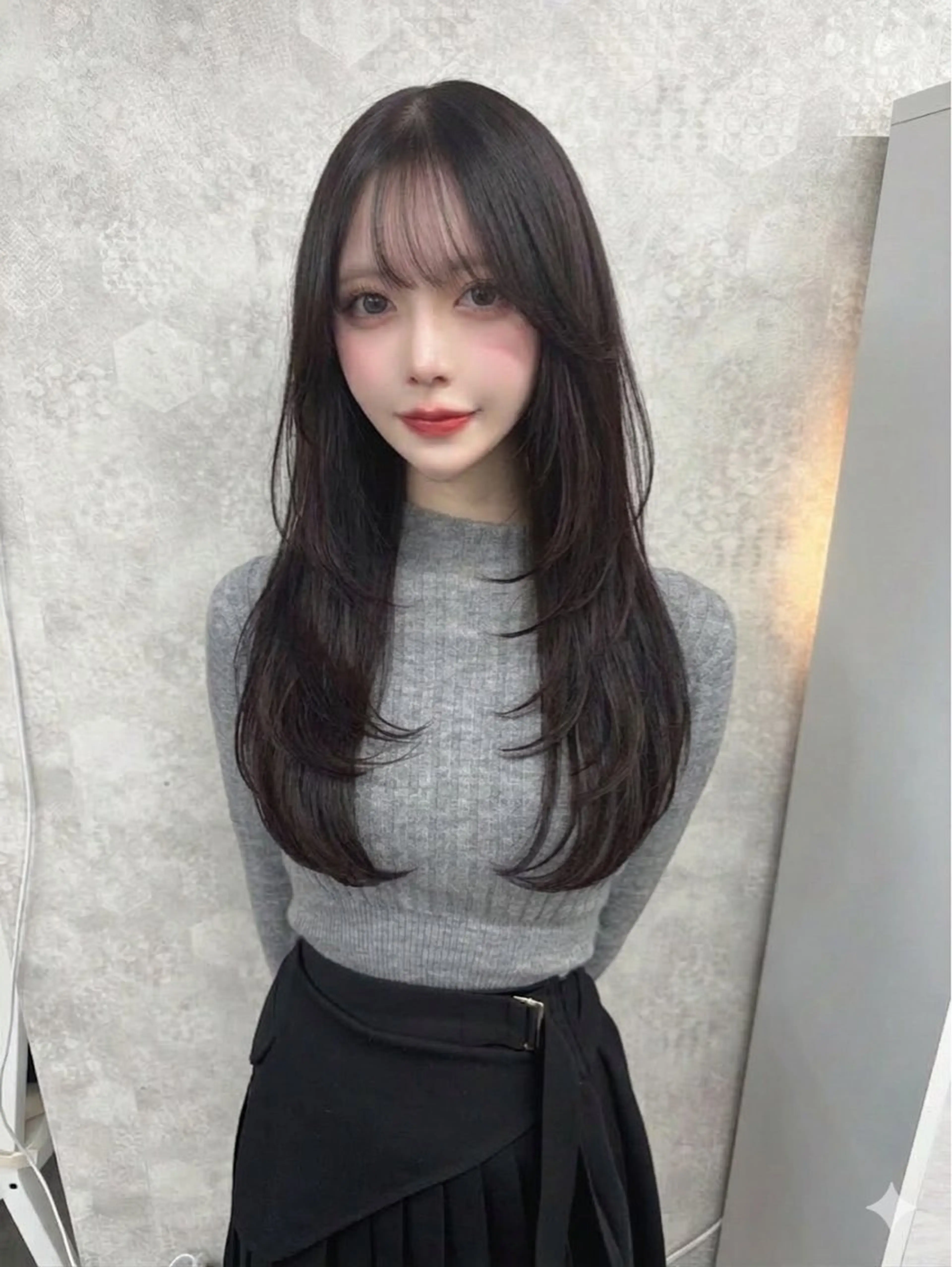 💄ミニモ限定💄中顔面短縮レイヤーカット+透明感カラー+premium髪質改善トリートメント/韓国風の写真