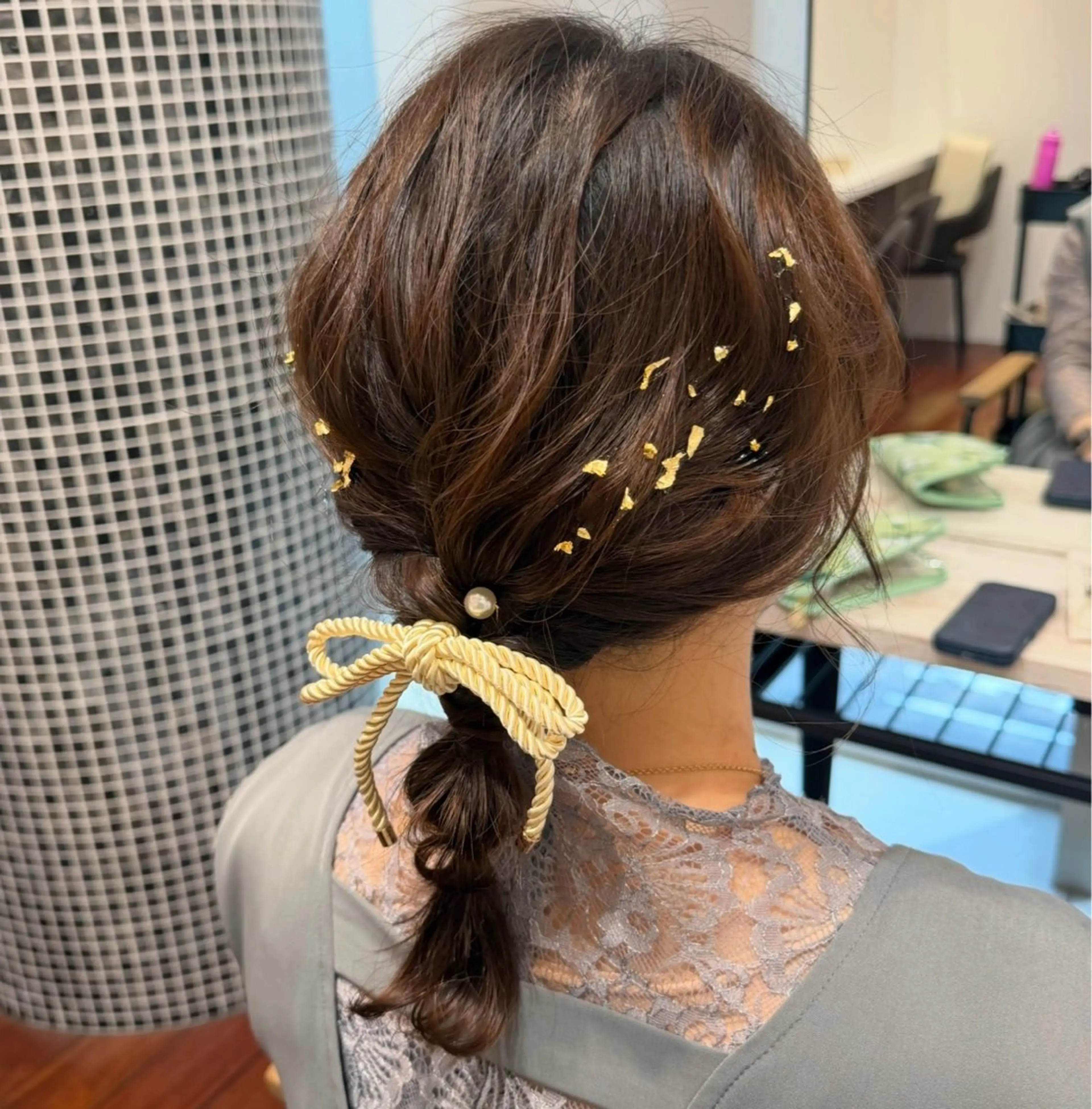 ミディアム ヘアアレンジ ヘアセット コテ巻きパーマ💙 シノヤユイのヘアスタイル