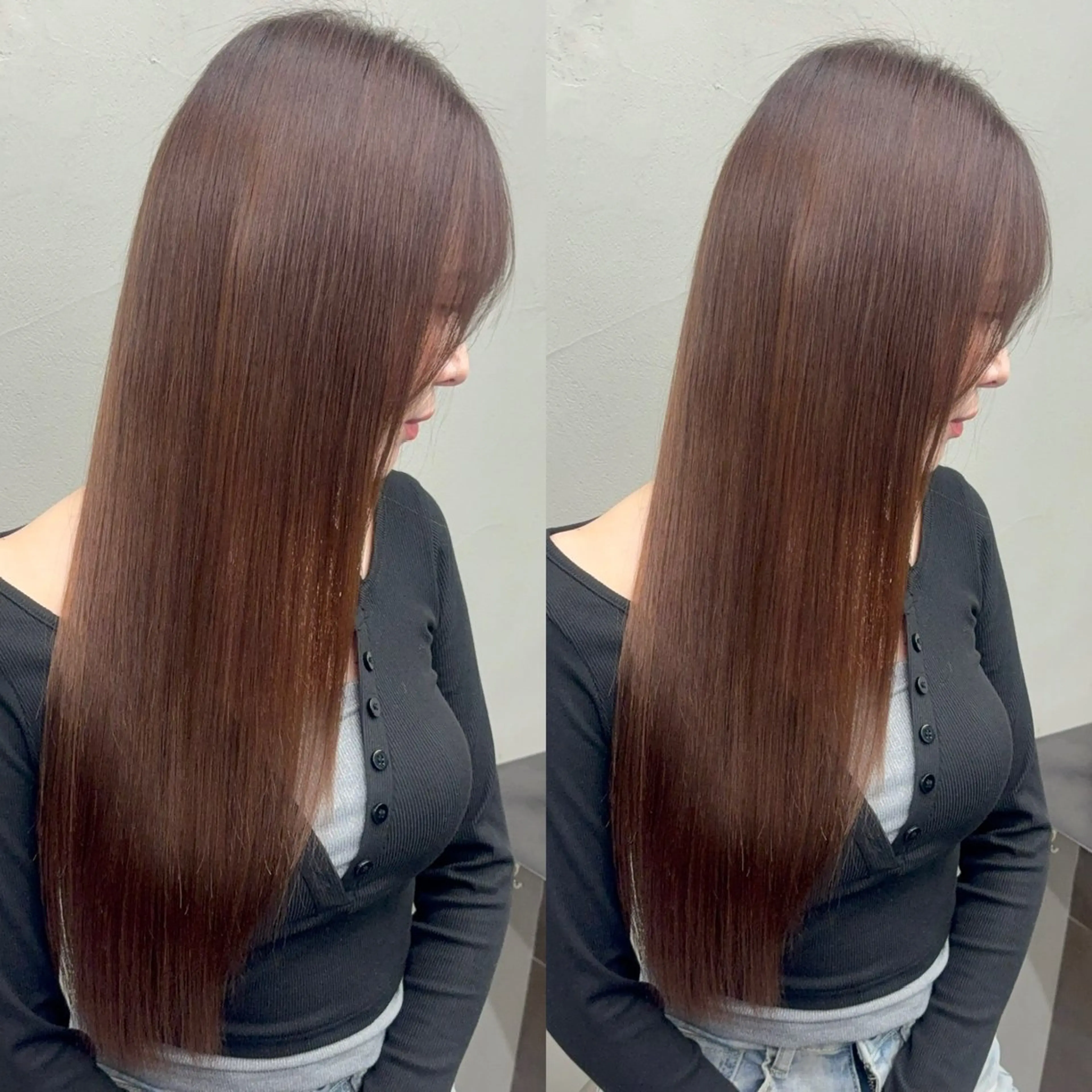 ロング カット ヘアカラー 縮毛矯正 youres hair 東新宿のヘアスタイル