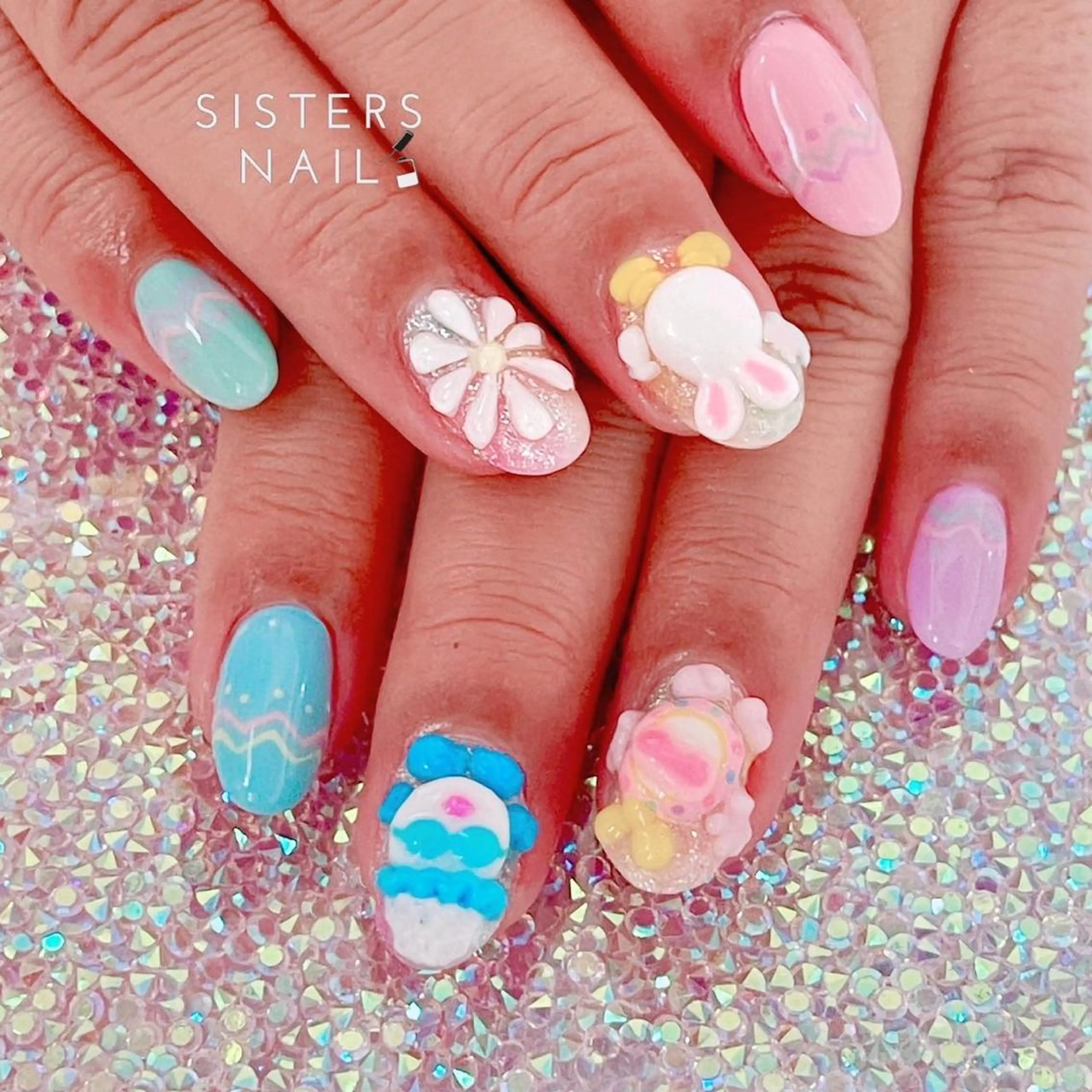 ネイル アートネイル イースター パステルネイル sisters nail.fのネイルデザイン