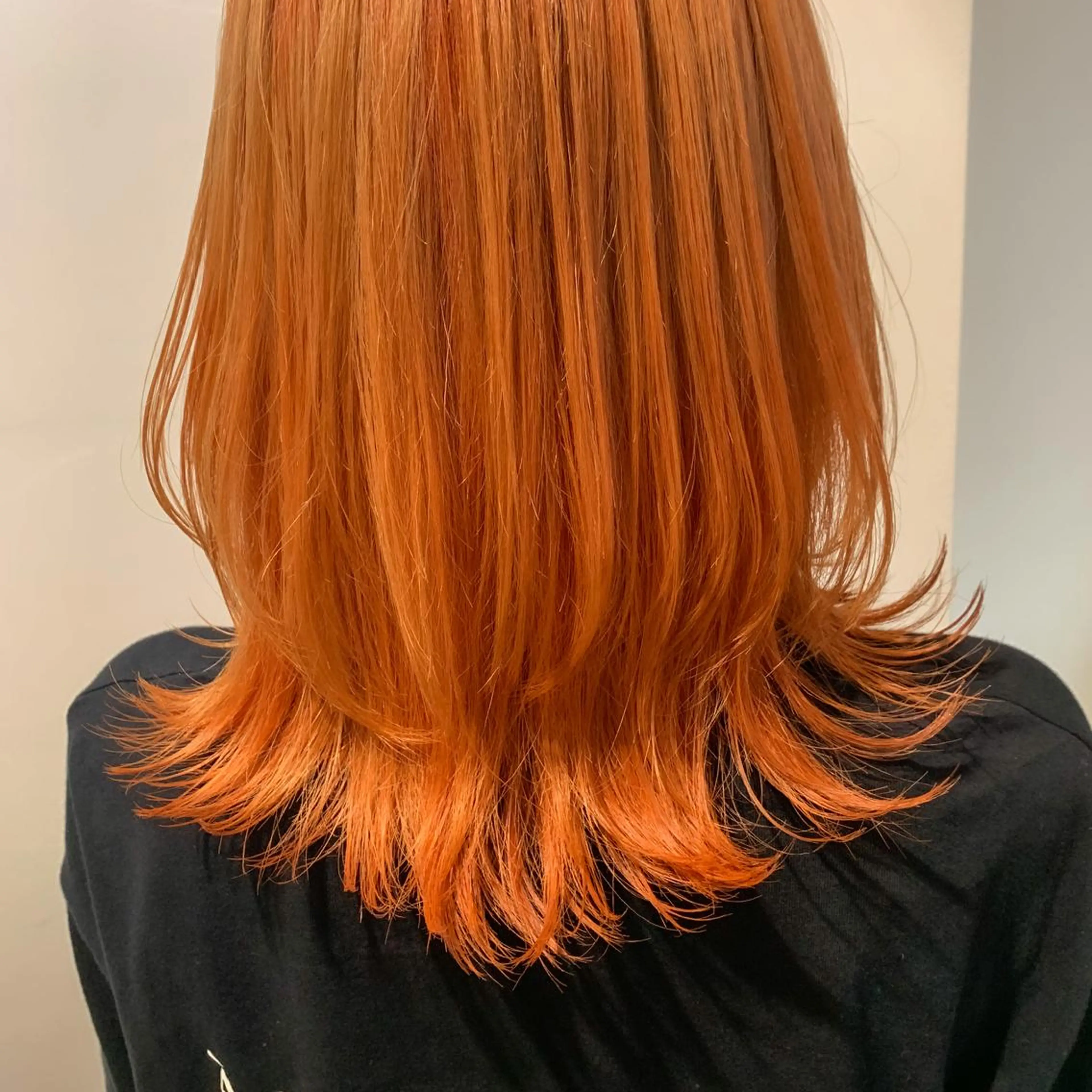 セミロング カラー オレンジ ヘアカラー トリートメント "小顔カット" Fuko.のヘアスタイル